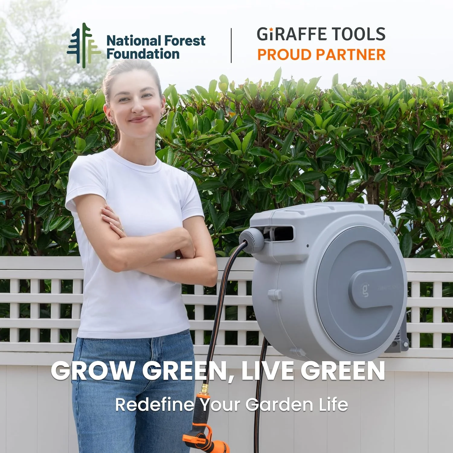 Giraffe Tools Retractable Garden Hose Reel with 1/2in-100ft Water Hose, Plastic Bracket, Wall Mounted, Dark Grey - Image 61