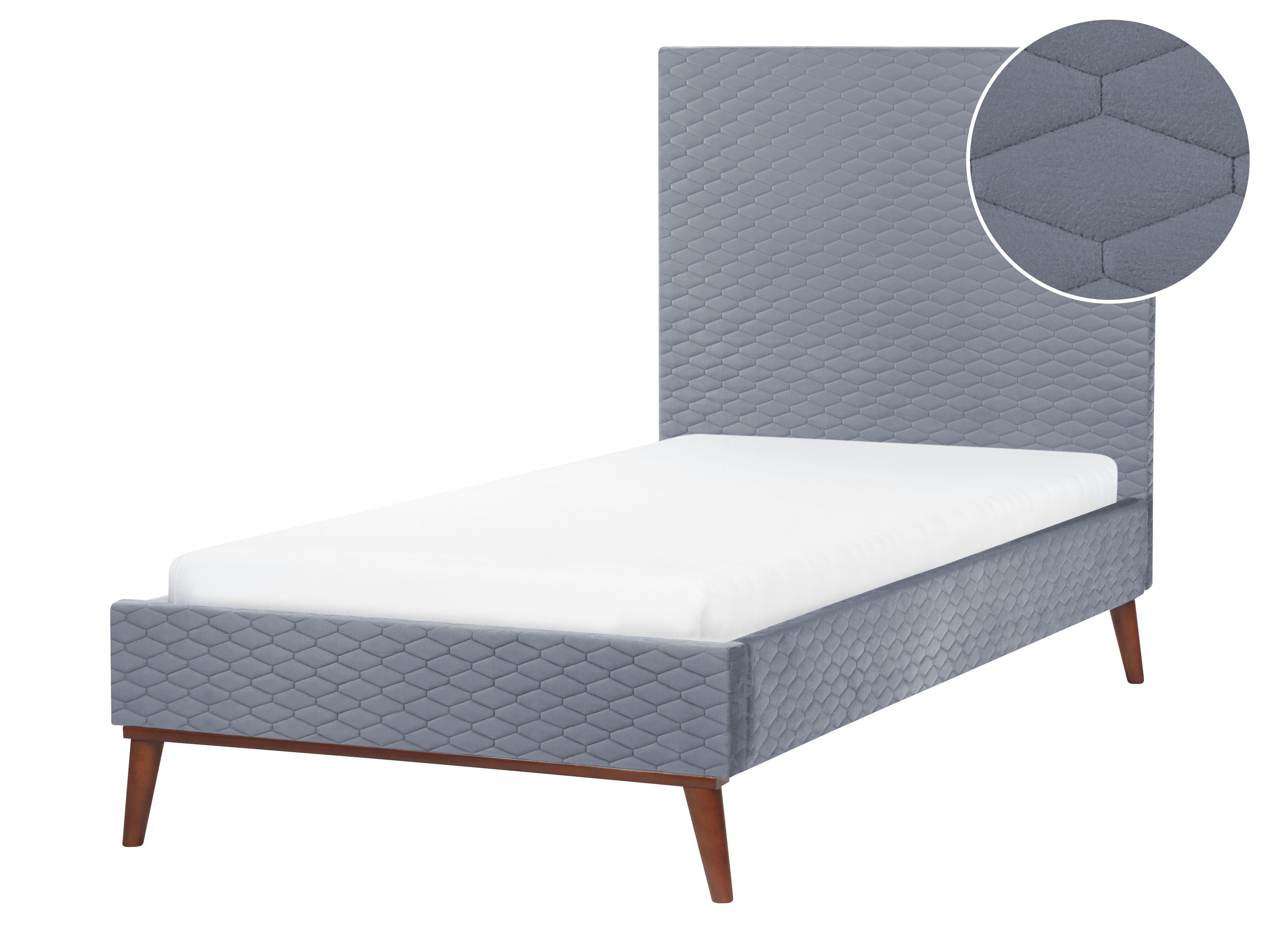 Bed Velvet BAYONNE 90 x 200 cm (EU Single) Grey
