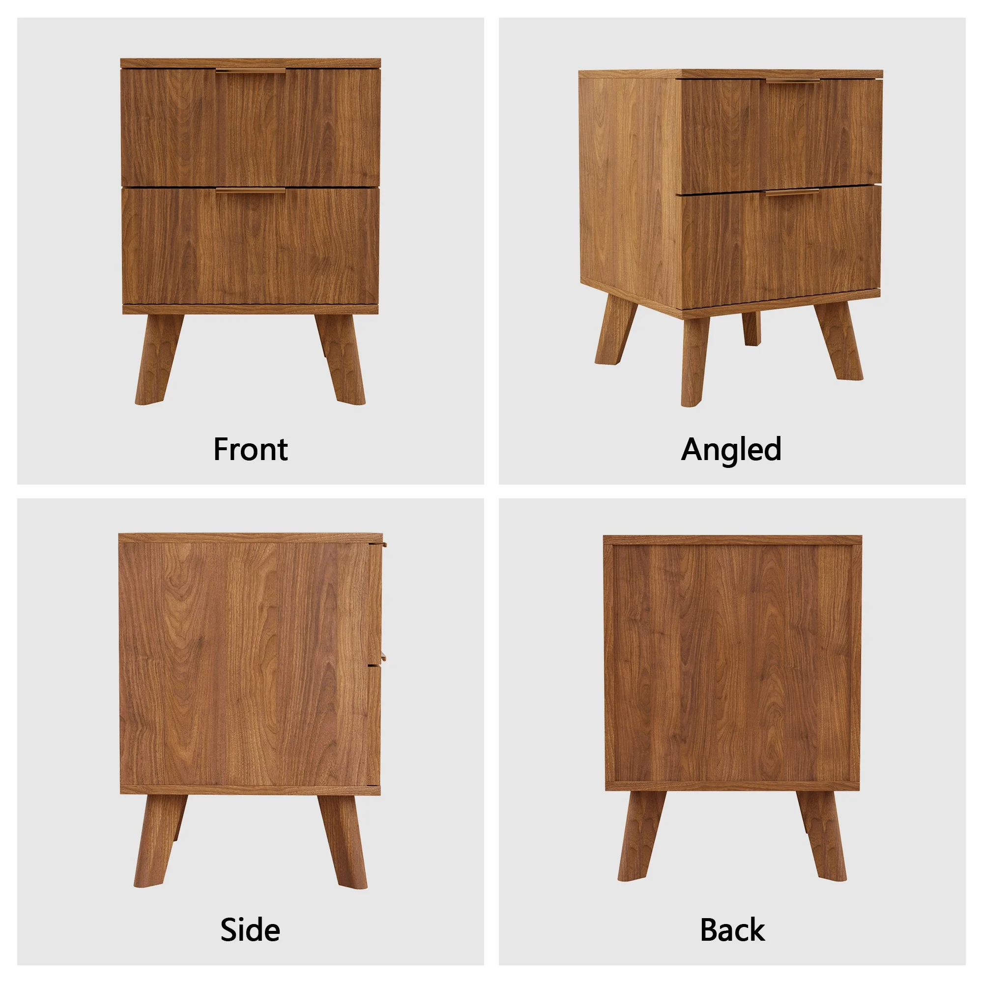 YOCWO Fluted Nightstand for Bedroom Set of 2 , Wood Bedside Table Set of 2 with Drawers, Black - Image 95