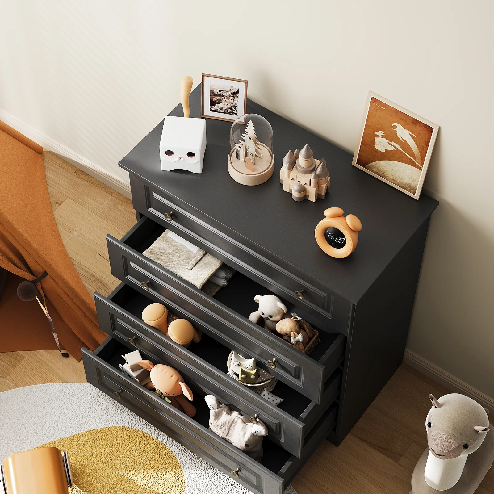 IDEALSOUL Dresser, Black Dresser Tall dresser with Large Storage Space, 4 Drawer Dresser for Bedroom, Hallway, Entryway - Image 7