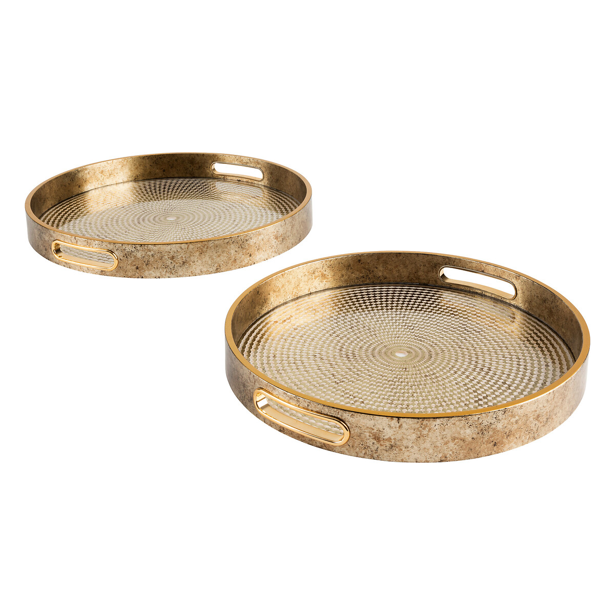 Set of 2 trays "Elya" Gilt, D.31/35 cm