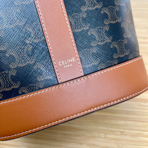 CELINE small logo printed bucket bag yellow brown high-quality replica bags