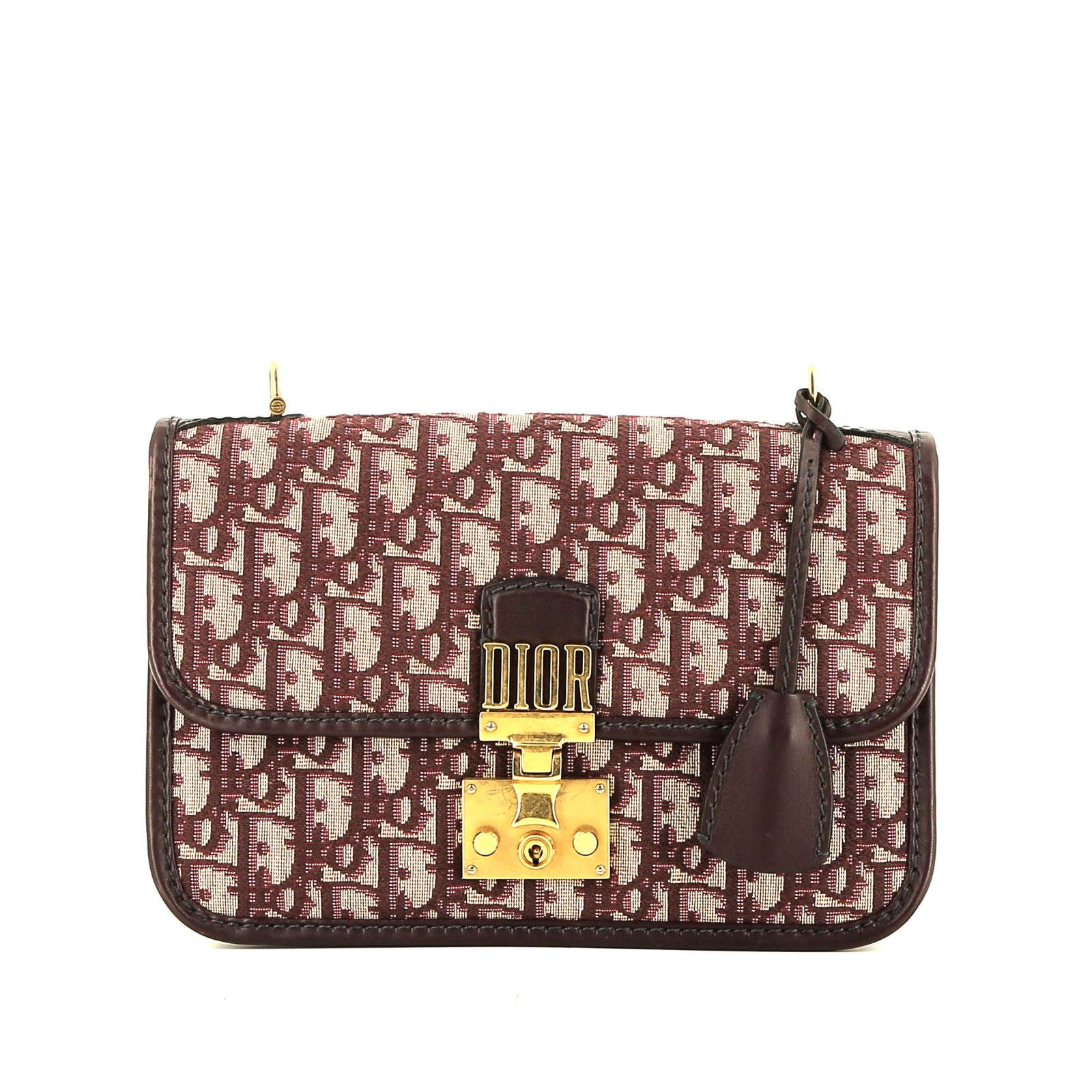 Dior Dioraddict shoulder bag in burgundy monogram canvas Oblique1:1High-quality replica