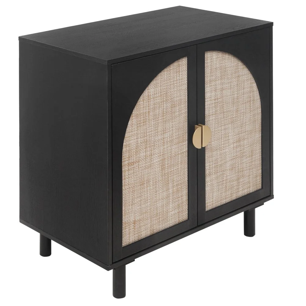 Tcbosik Rattan Storage Cabinet, Boho Sideboard Buffet Cabinet, Accent Cabinet with 2 Doors and Adjustable Shelves, Living Room, Kitchen, Dining Room, Hallyway, Black - Image 8
