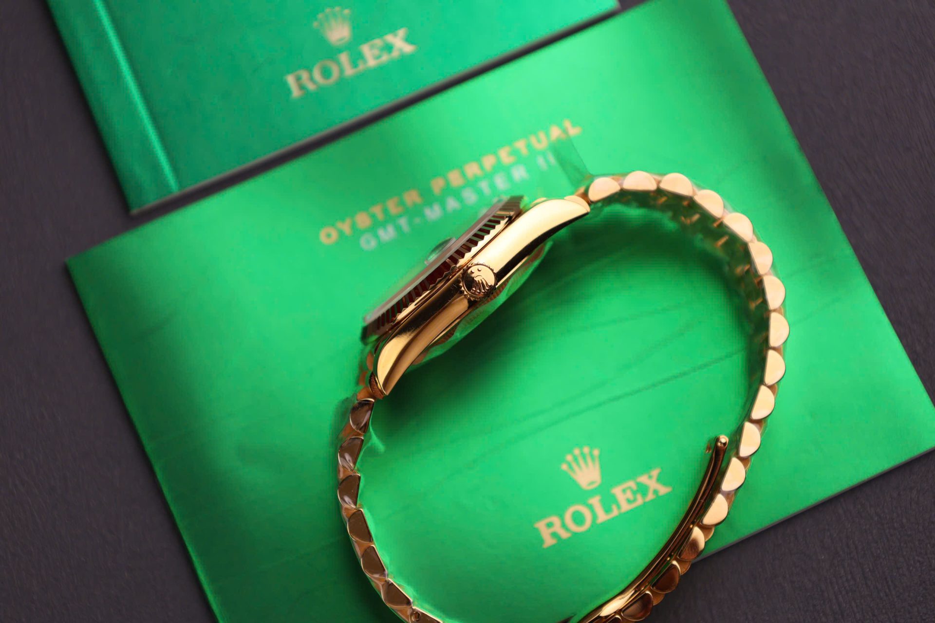 Rolex Day-Date Replica Watch Dial Mother Of Pearl Custom Gold Wrapped 36mm - Elite Watch Atelier