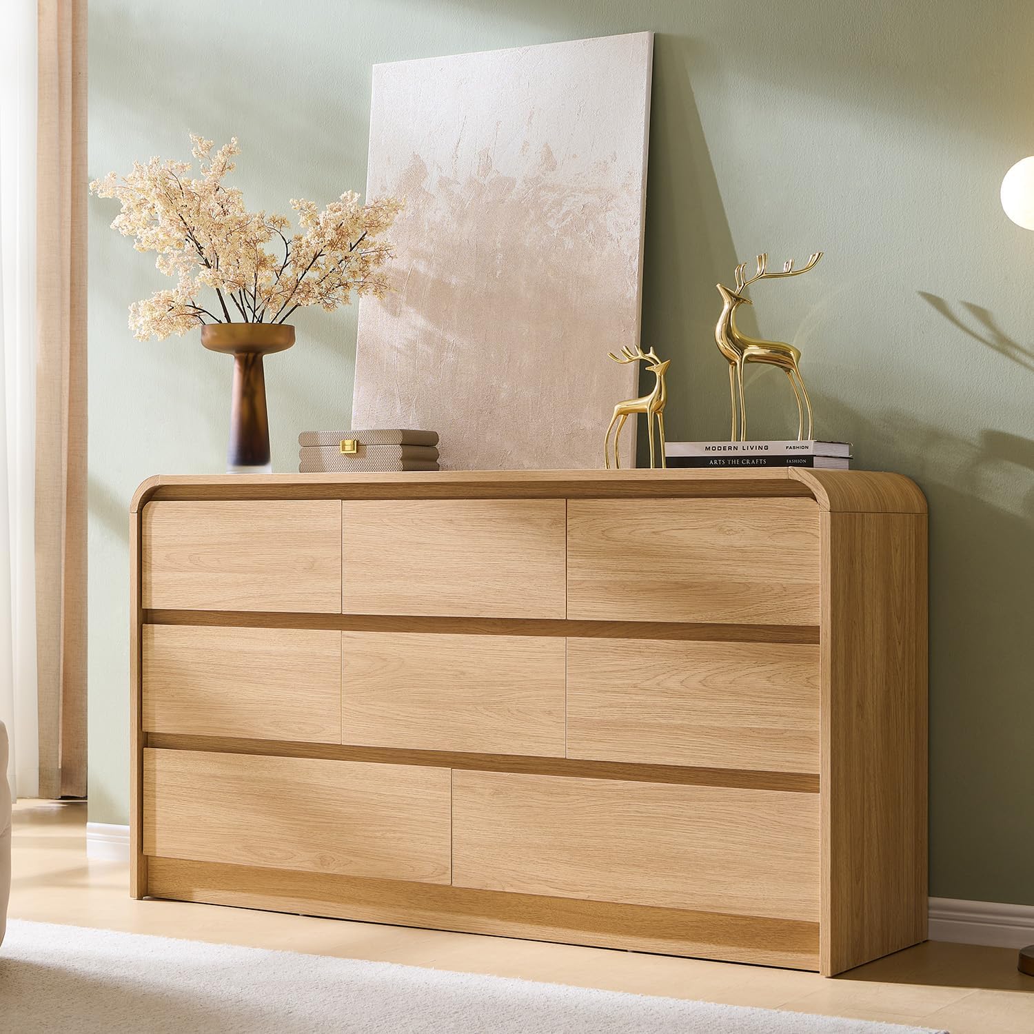 Modern 8 Drawers Dresser for Bedroom, 55