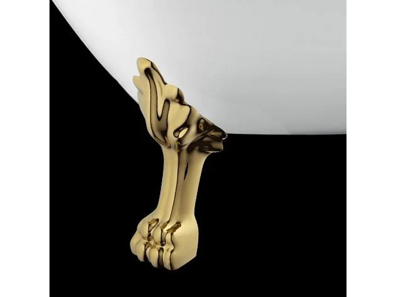Baignoire sur pieds rétro DARLINGTON Blanche 175 cm Pieds de Lion Dorés