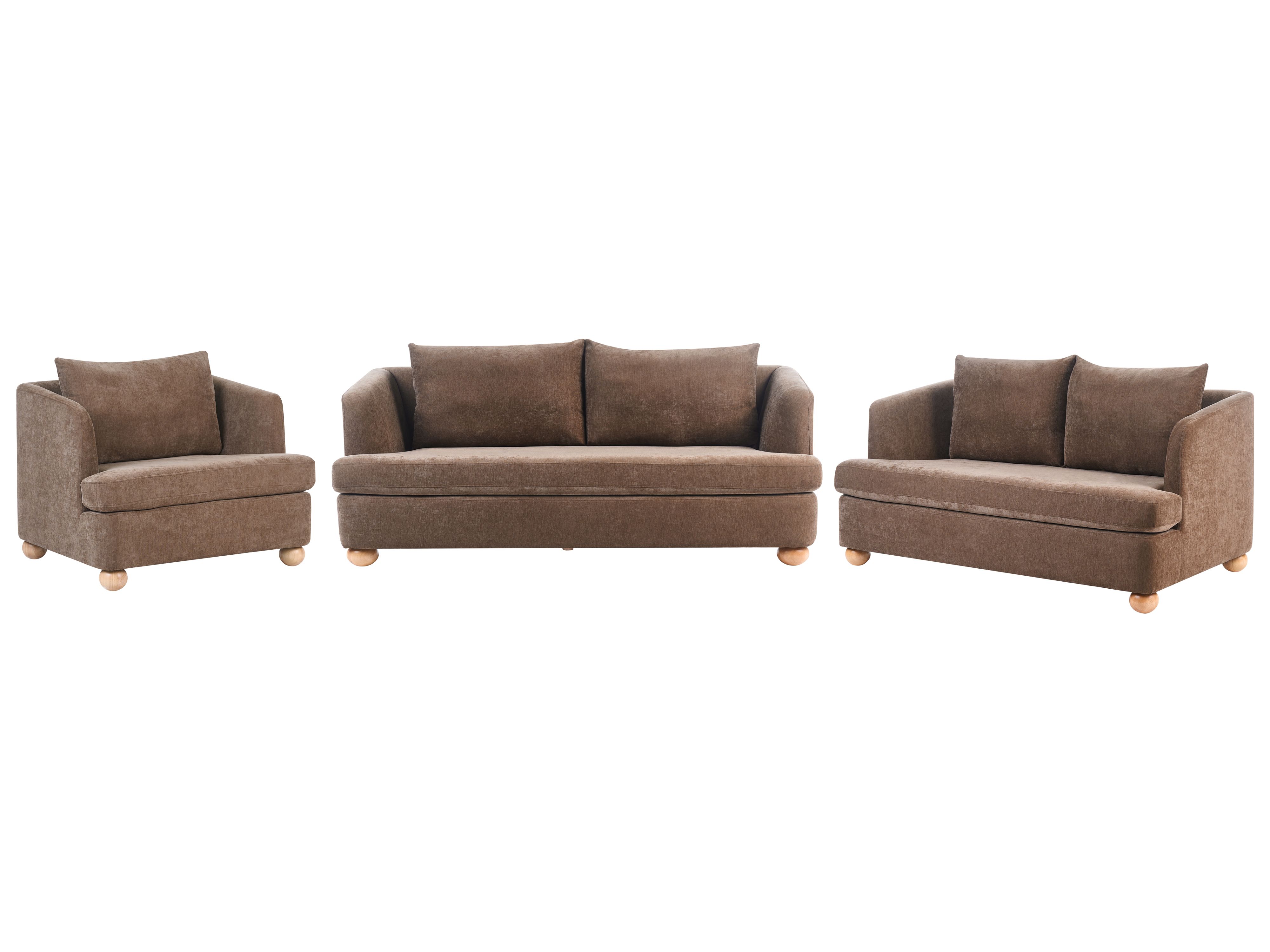Living Room Set 6 Seater RATTVIK Chenille Brown
