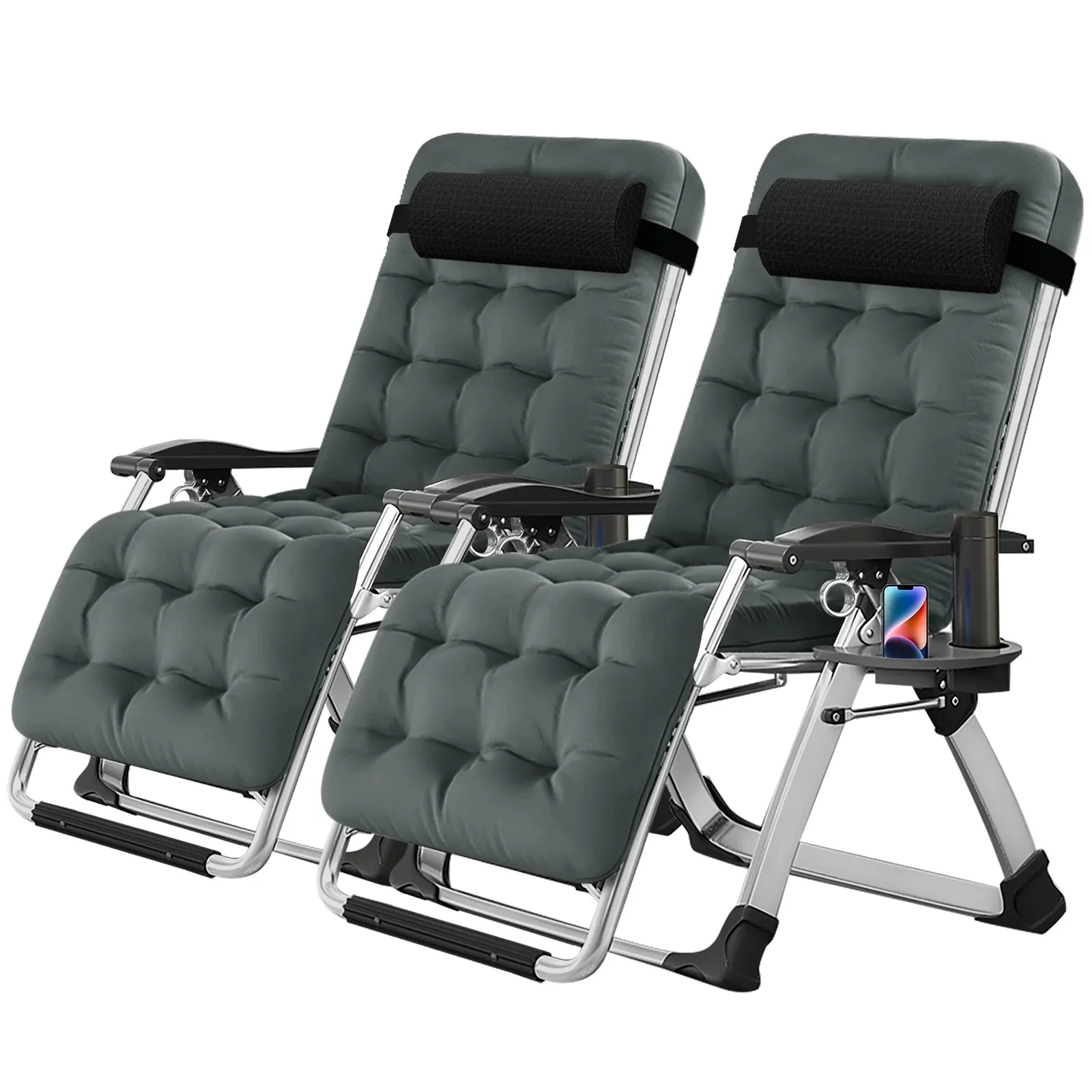 NAIZEA Zero Gravity Lawn Recliner Chairs, 2 Pack, Black - Image 76 NAIZEA Zero Gravity Lawn Recliner Chairs, 2 Pack, Black - Image 76