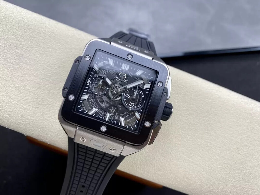 Hublot Replica 1:1 Watch Big Bang Square Titanium Black Ceramic Bezel 42mm - Elite Watch Atelier