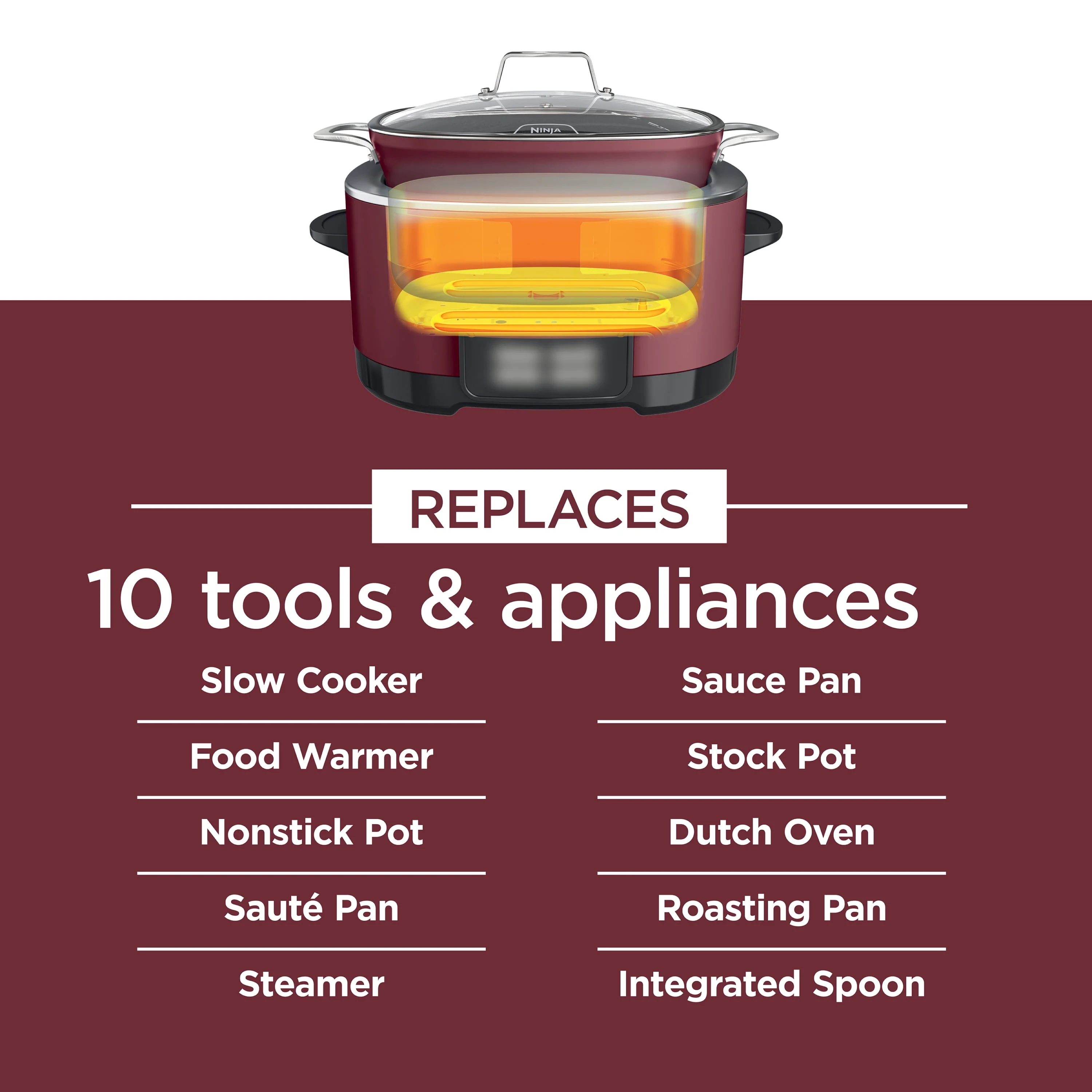 Ninja Foodi Possible Cooker 8.5qt Multi-Cooker, Cherry Tarte, MC1000WM - Image 2
