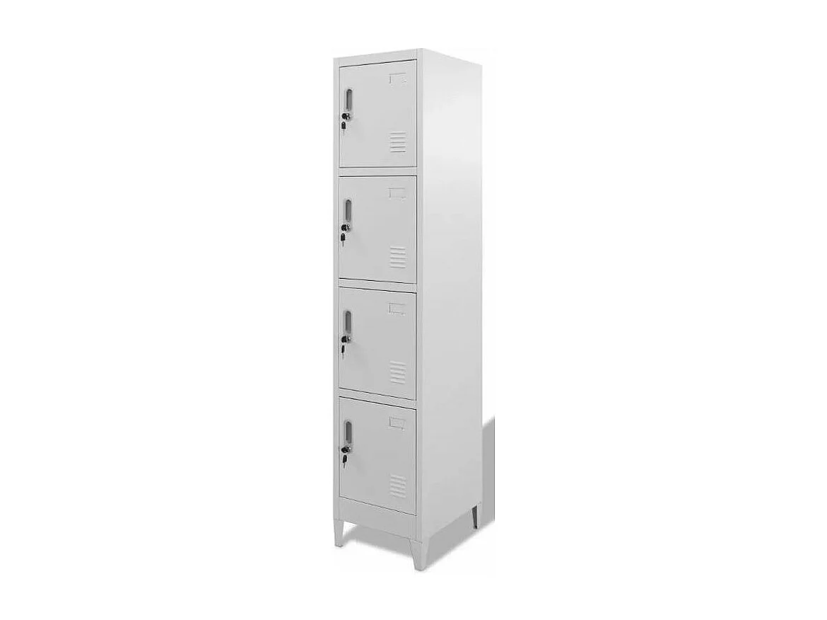 Armoire de bureau 4 portes métal gris Brook
