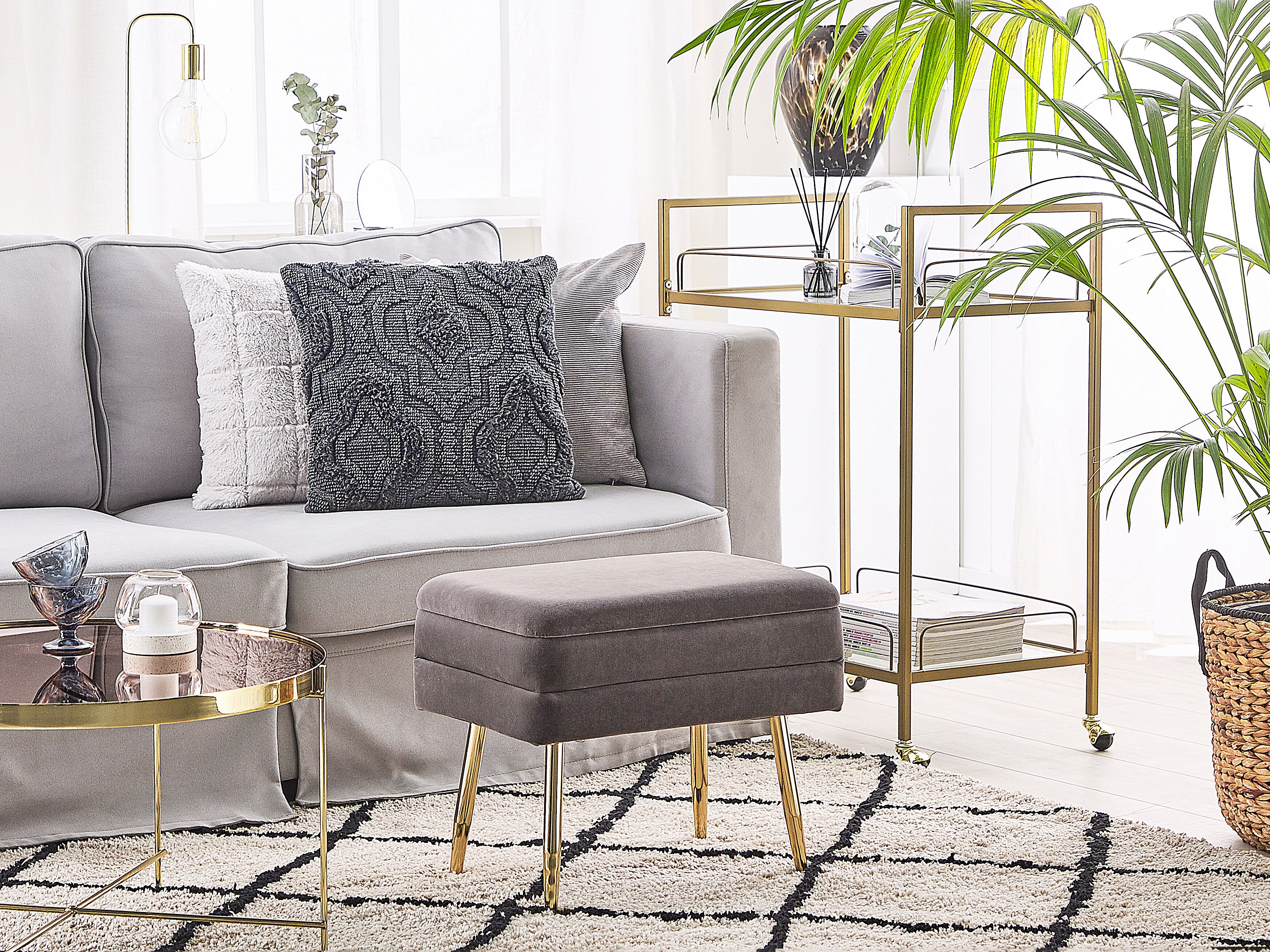 Upholstered Storage Bench ODESSA Velvet Grey