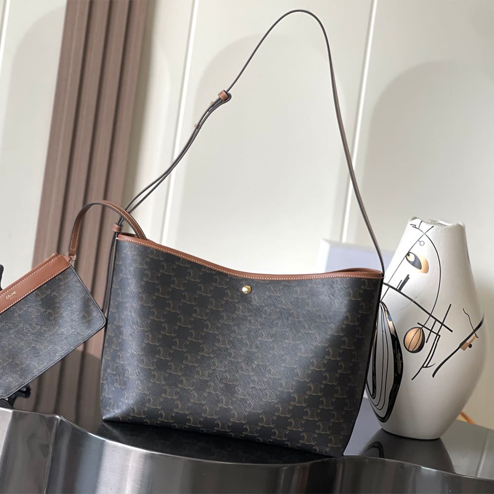 Celine SOFT SHOPPER BAG IN Triomphe Canvas and Calfskin1:1High-quality replica
