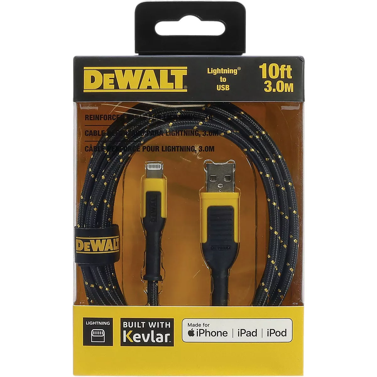 DEWALT 10 Ft. Lightning to USB Reinforced Braided Cable