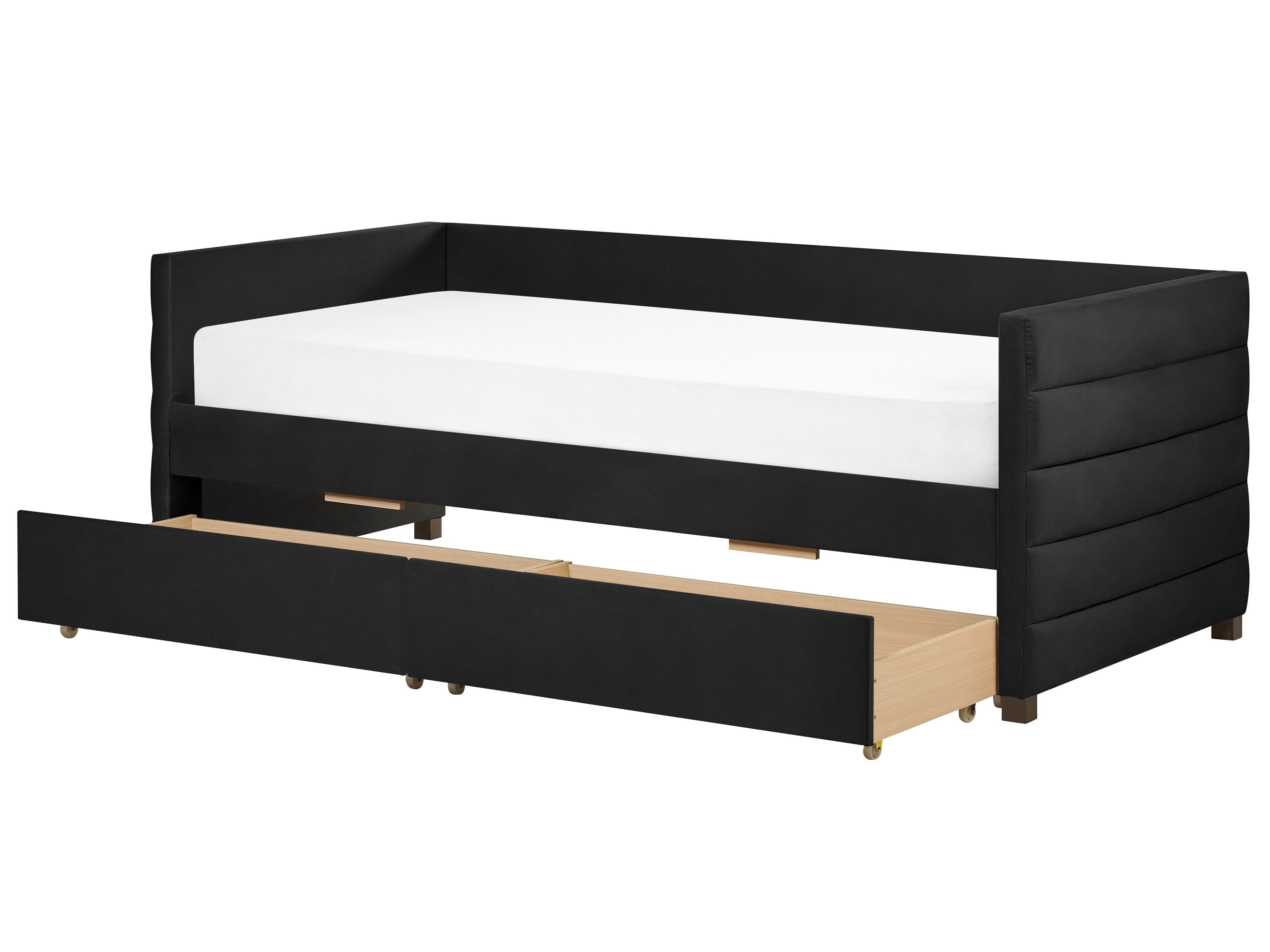 Daybed with Storage Velvet MARRAY 90 x 200 cm (EU Single) Black