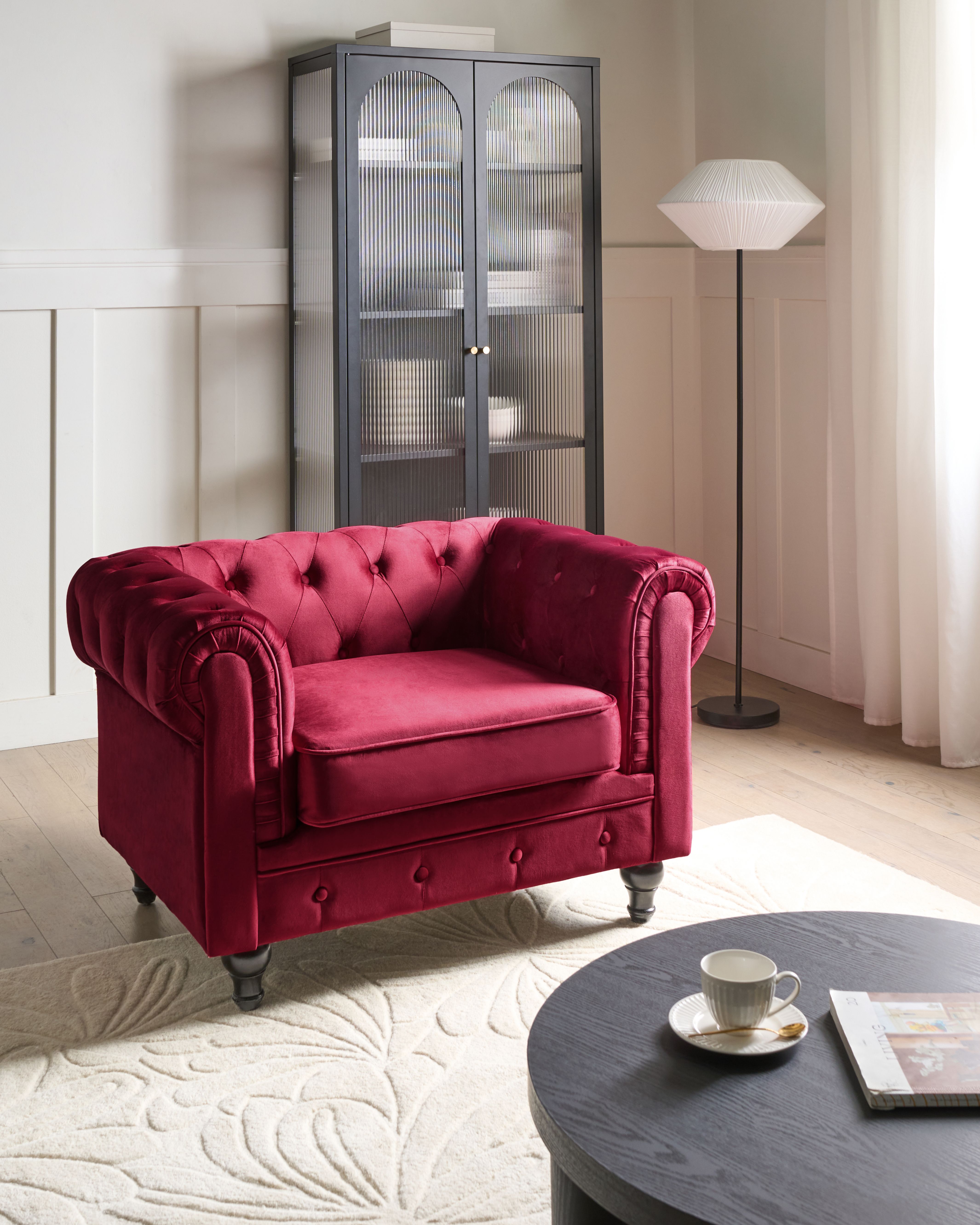 Armchair CHESTERFIELD Velvet Burgundy