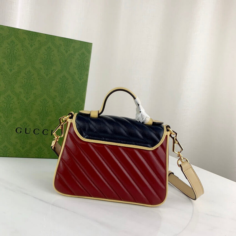 Replica Gucci Gg Marmont Mini Bag 583571 Blue And Red Leather1:1High-quality replica