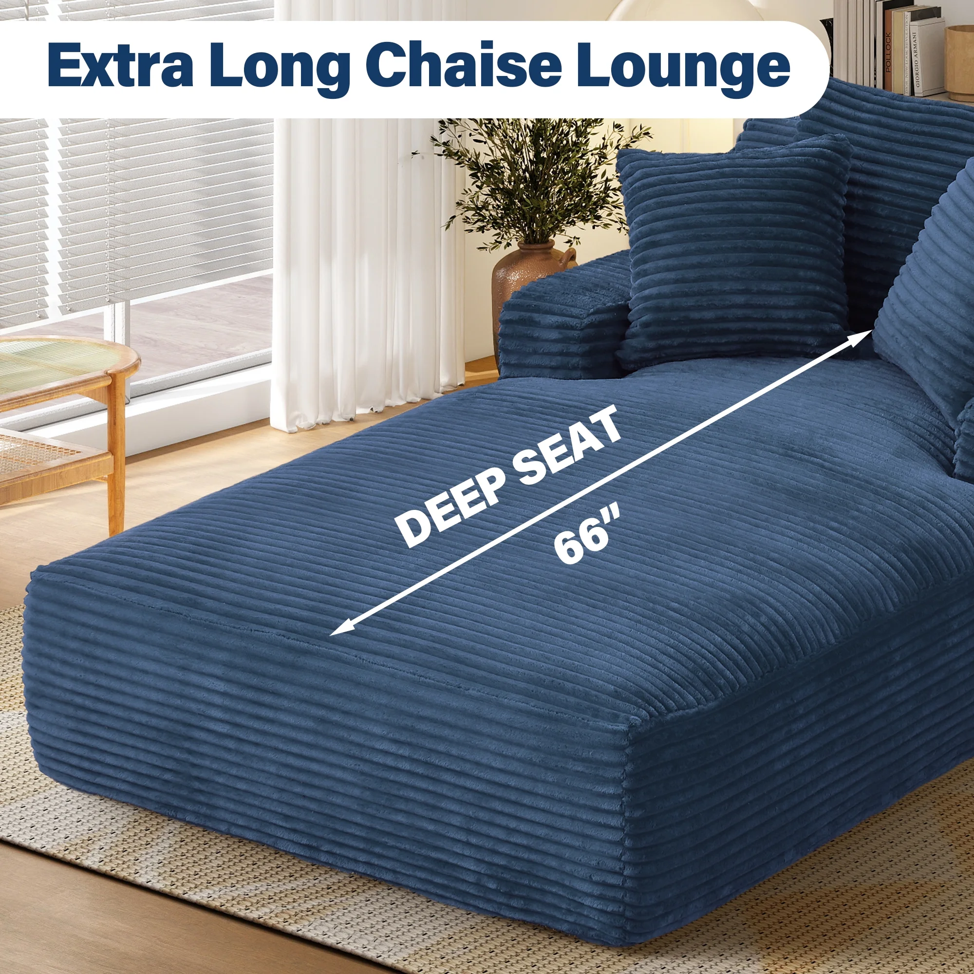 Aukfa 78.7" Extra Long Chaise Lounge Sofa, Oversized Upholstered Couch with 3 Pillows for Indoor Living Room/Bedroom,Orange - Image 45
