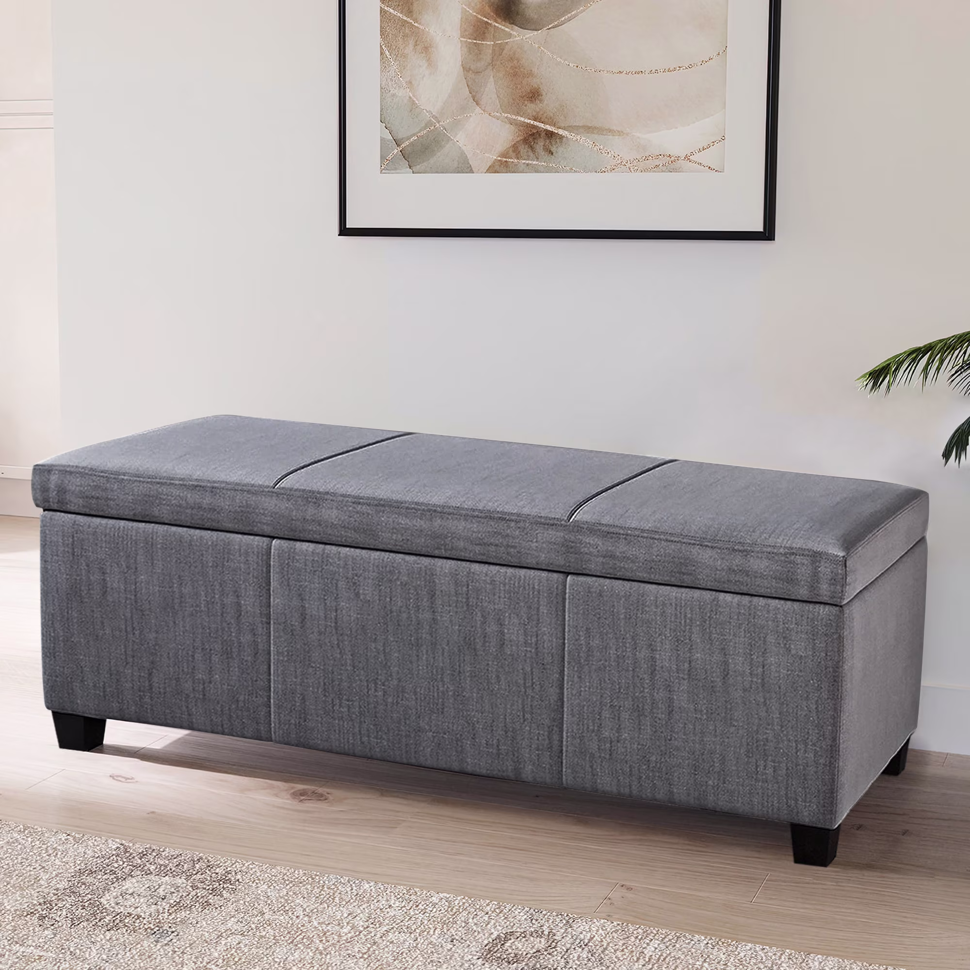 BELLEZE Storage Ottoman Bench Footstool - Amherst (Beige) - Image 13