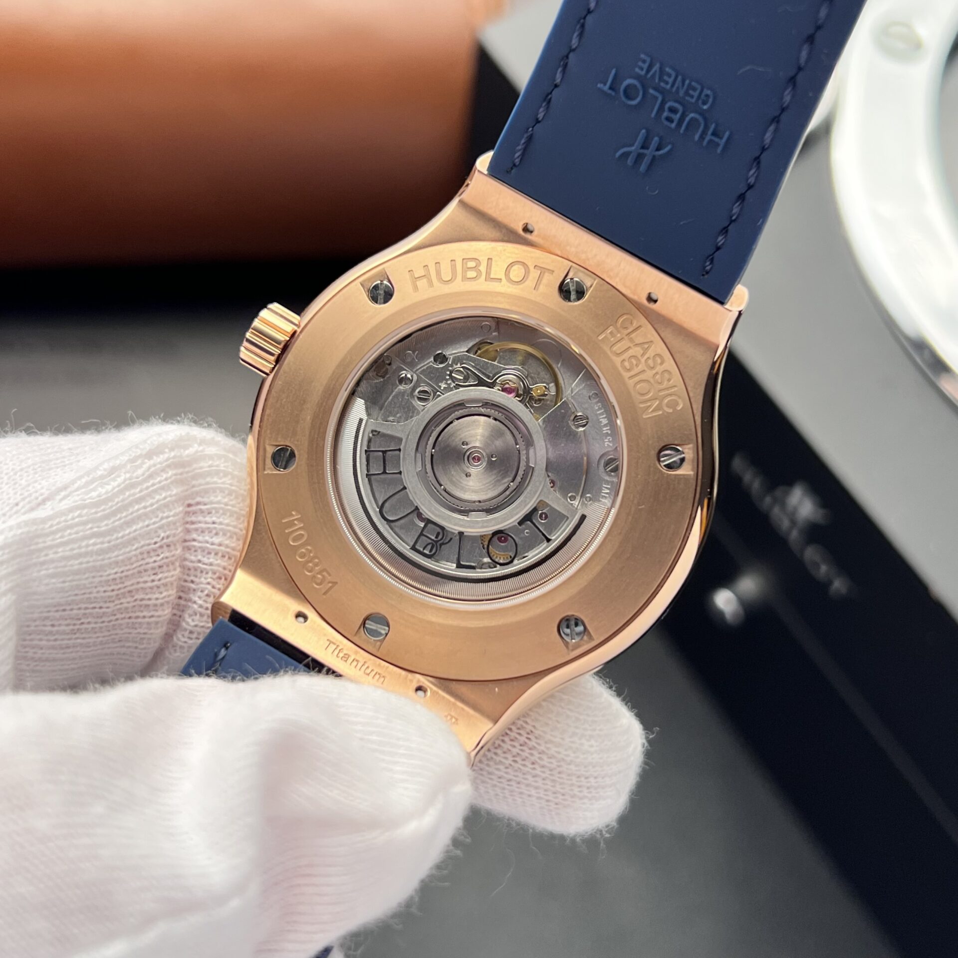 Hublot Replica 1:1 Watch Classic Fusion King Gold With Moissanite Diamonds Blue 42mm - Top club