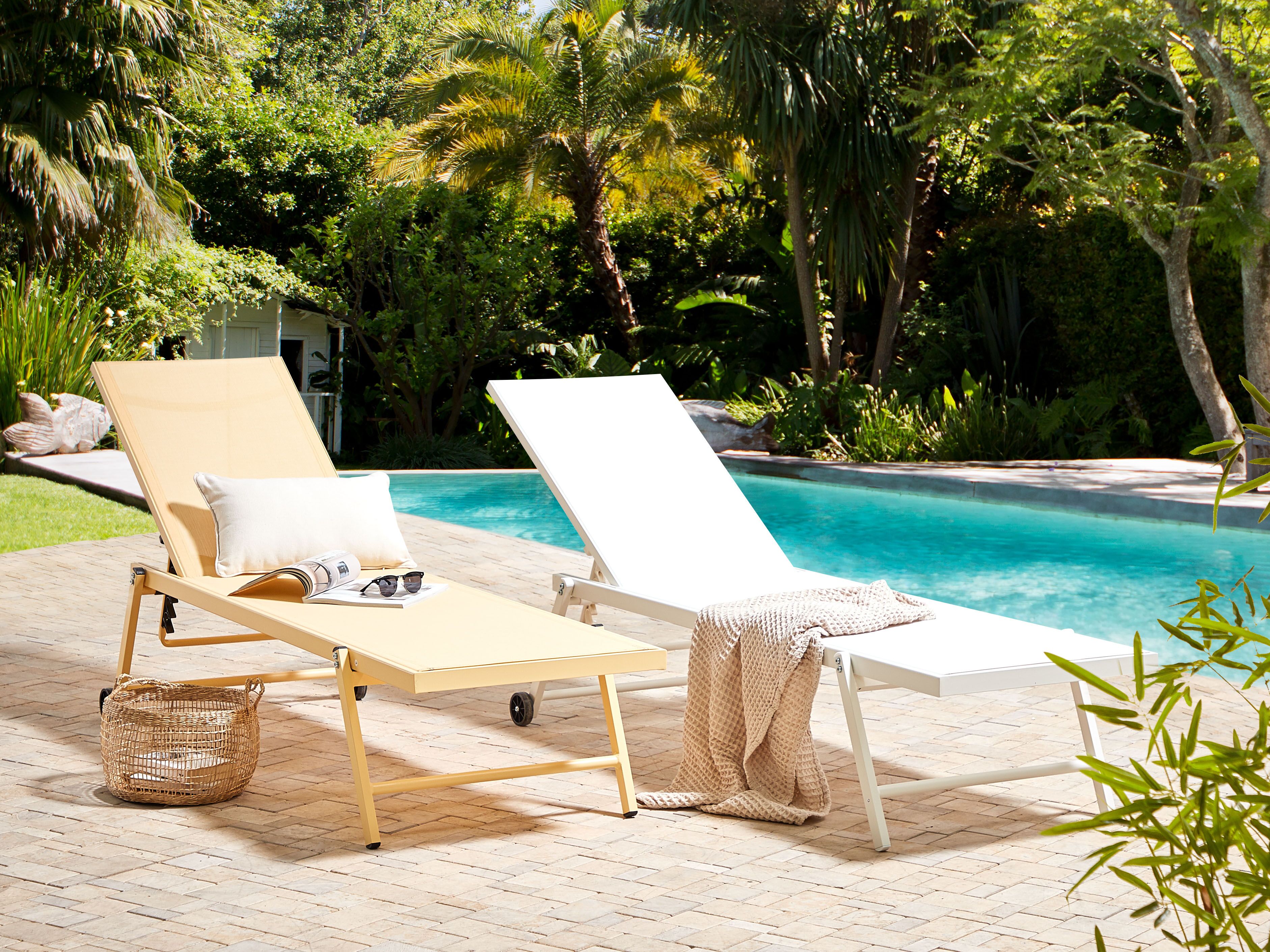 Sun Lounger PORTOFINO Reclining Metal Yellow