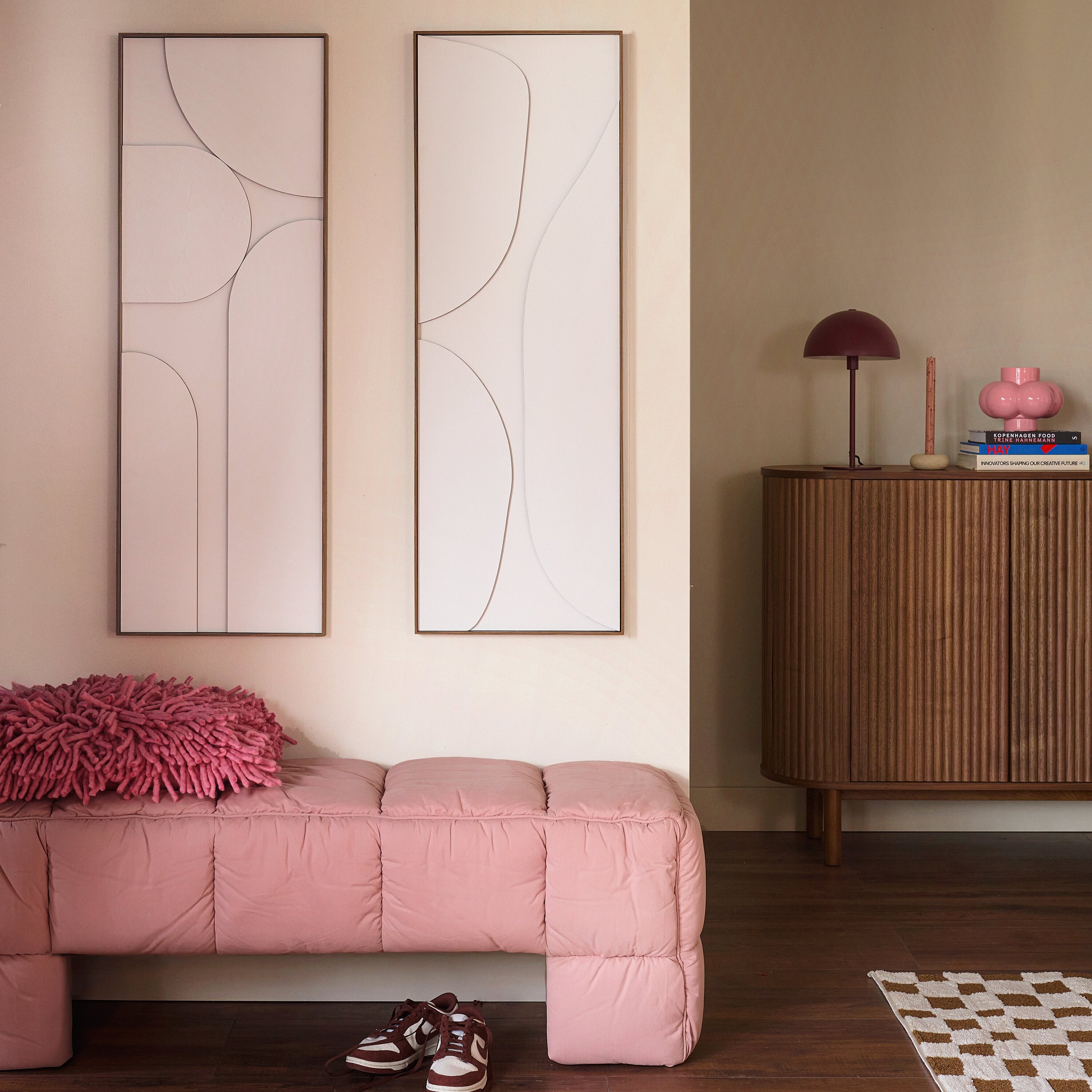 Blokker Raised Abstraction Schilderij - Balanced - 40 x 118 cm - Borde