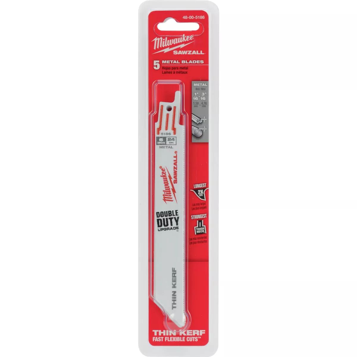 Milwaukee SAWZALL 6 In. 24 TPI Metal Reciprocating Saw Blade (5-Pack)