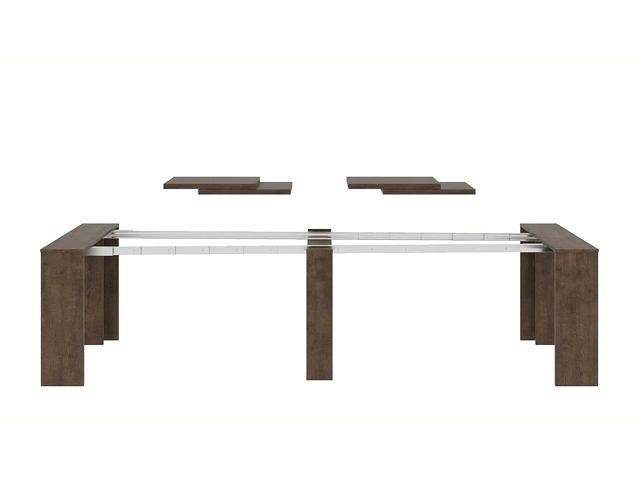 Console extensible 90x49/307 cm Extra frêne blanc rallonges internes
