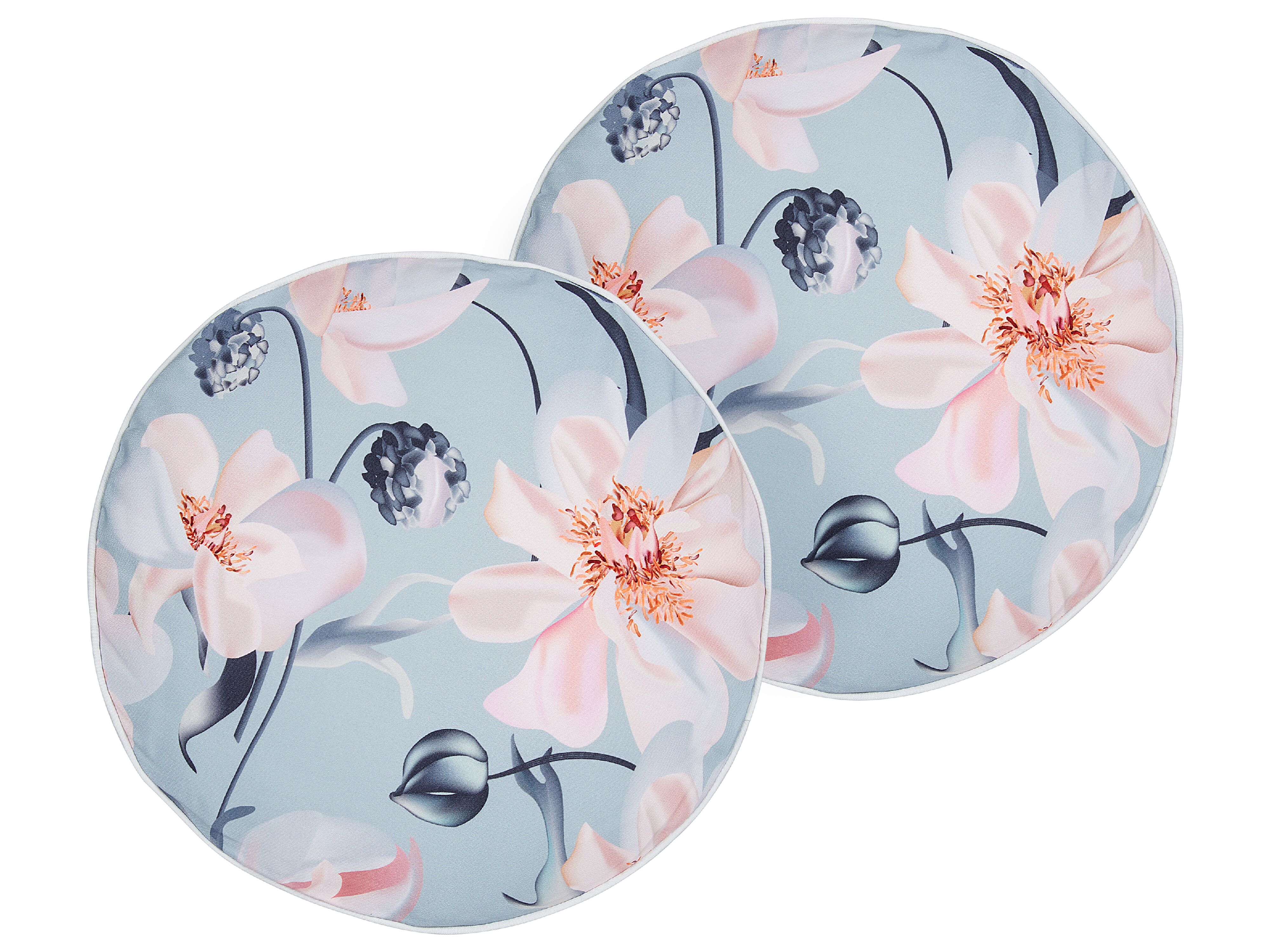 Set of 2 Outdoor Cushions APRICALE Floral Pattern 40 x 40 cm Blue