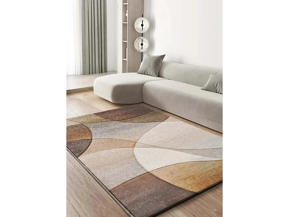 Tapis intérieur - abstrait - terracotta / beige - 140 x 200 cm - BADET