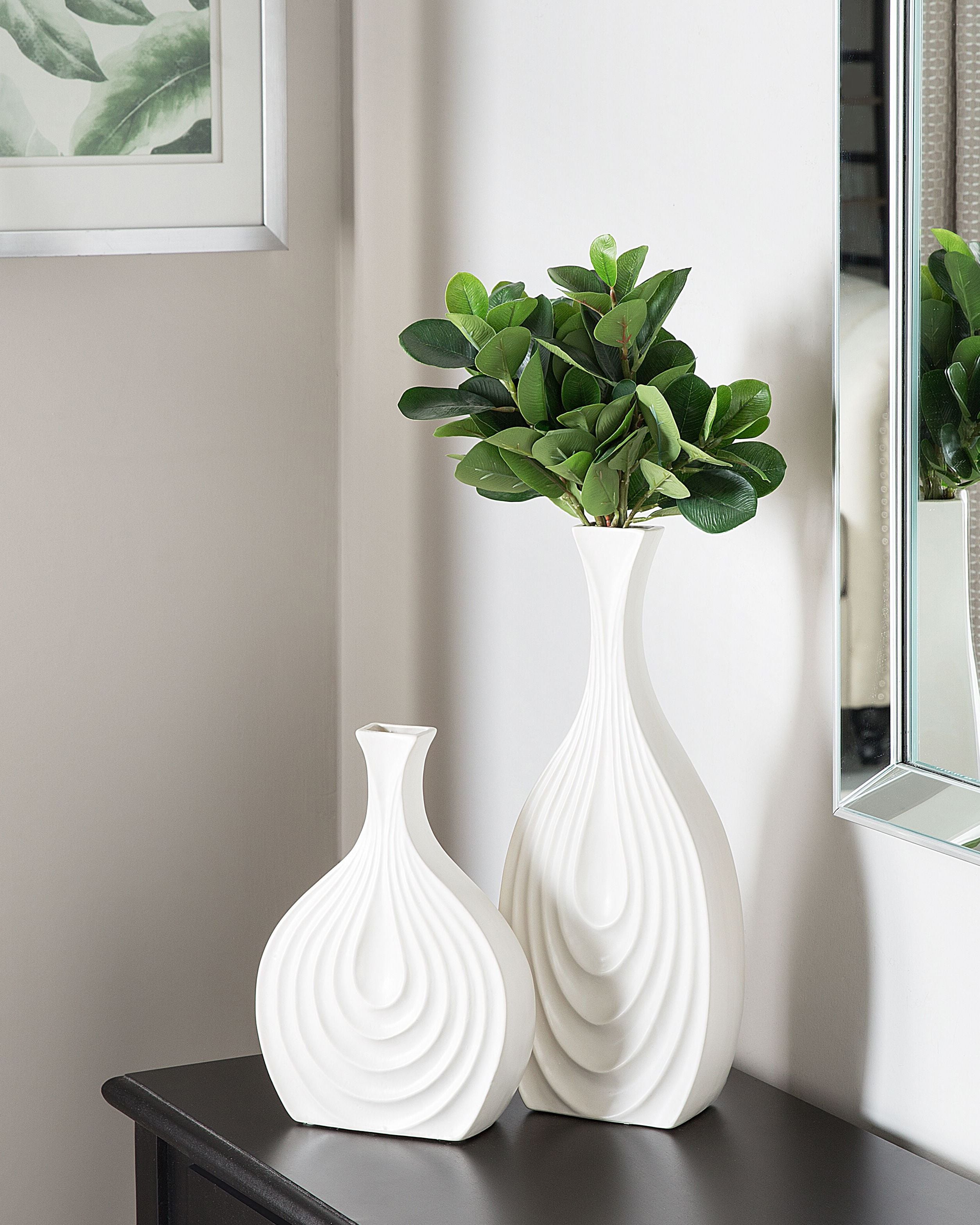 Decorative Vase THAPSUS Ceramic 39 cm White