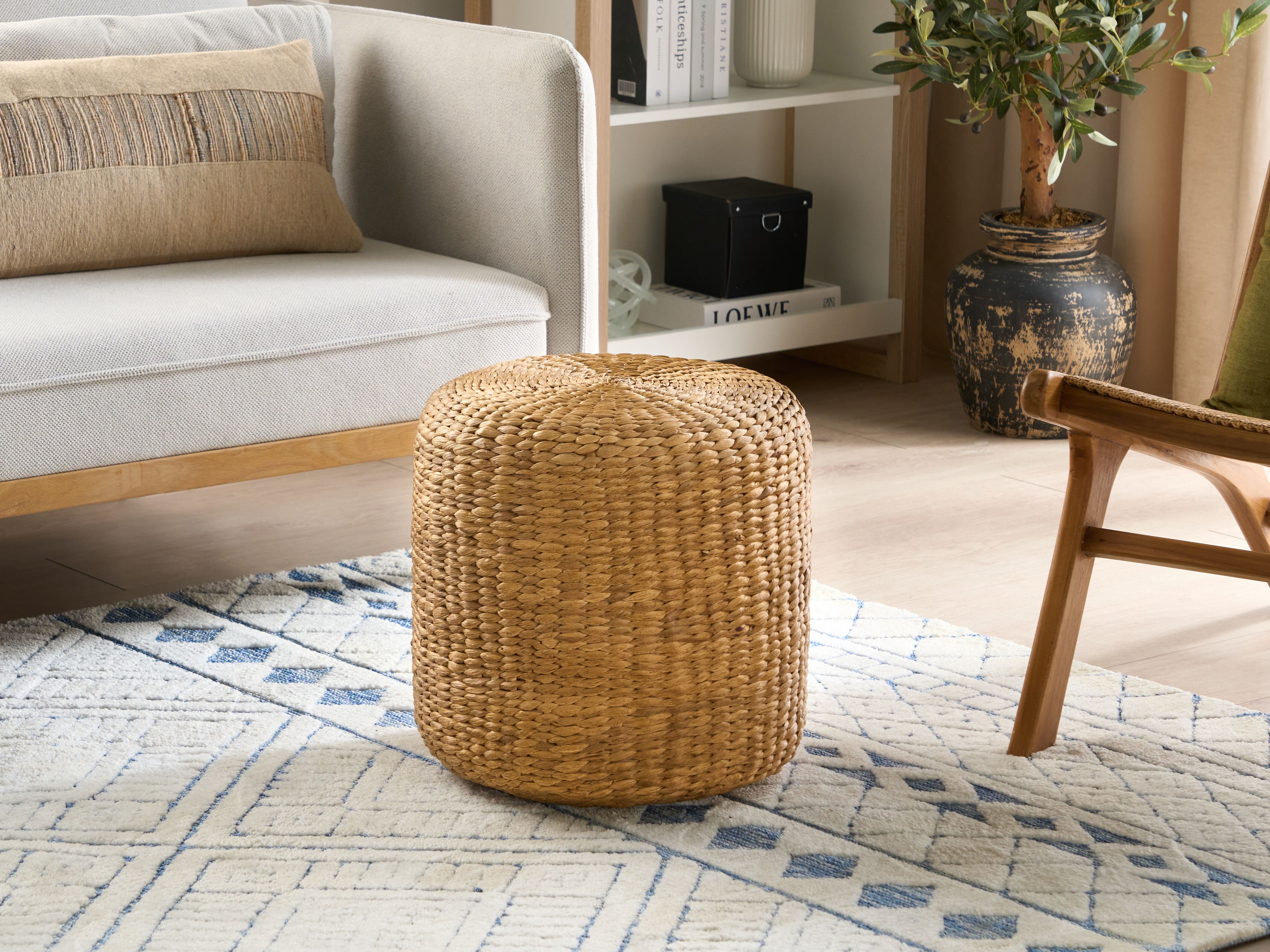 Pouffe BICHIR Water Hyacinth Beige