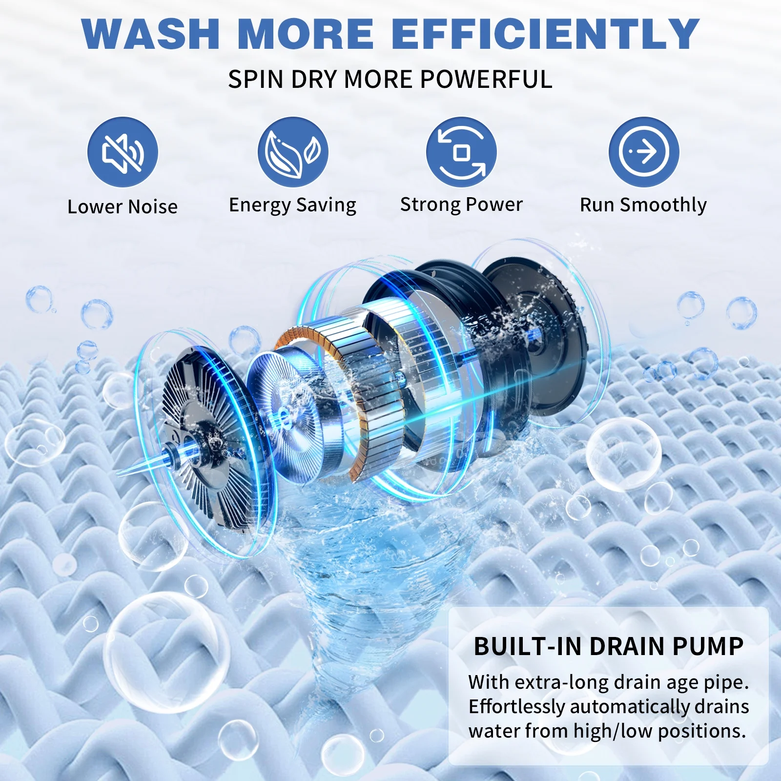 Zimtown Full Automatic Washing Machine, 25 lbs Top Load Portable Washer with Drain Pump