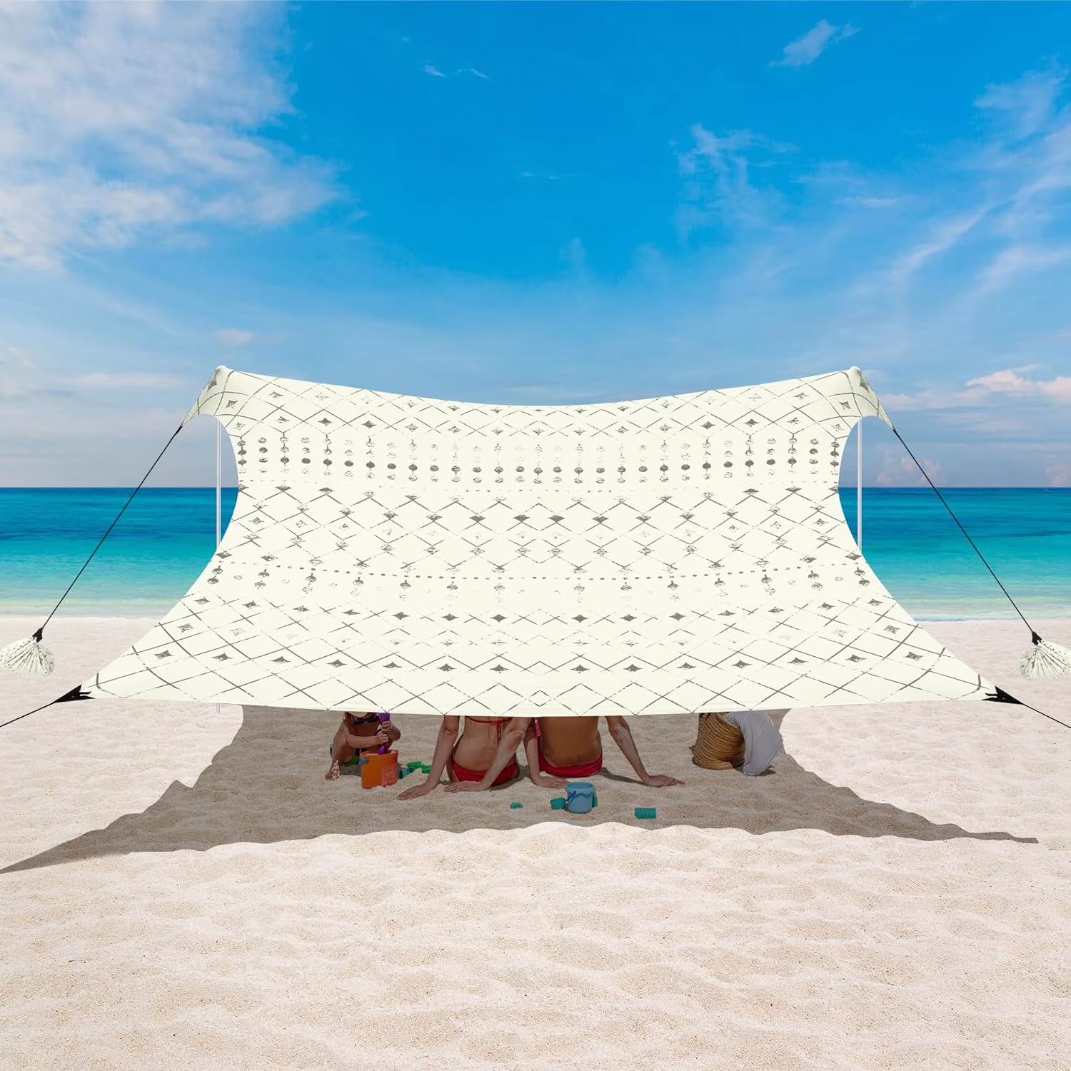 Beach Tent, UPF 50+ Beach Canopy Sun Shade, Portable 10×10 FT Large Pop-Up Beach Tent Sun Shelter with Sand Anchors, Ground Pegs, Easy Setup for Beach, Camping, Park, and Backyard Fun - Image 5