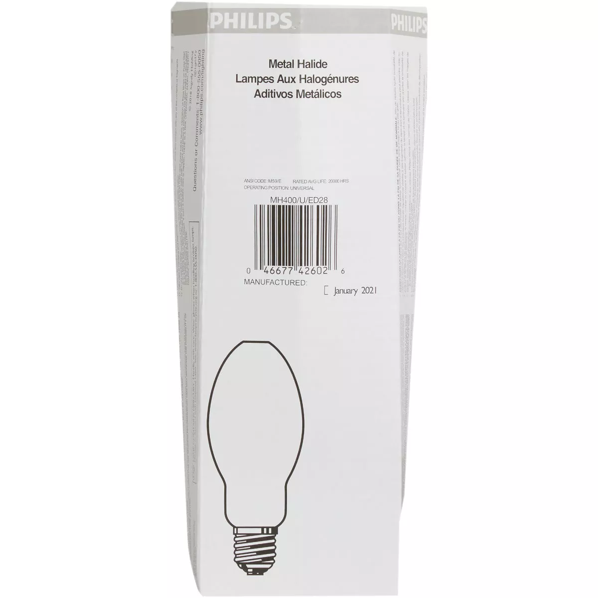 Philips 400W Clear ED28 Mogul Probe Start Metal Halide High-Intensity Light Bulb