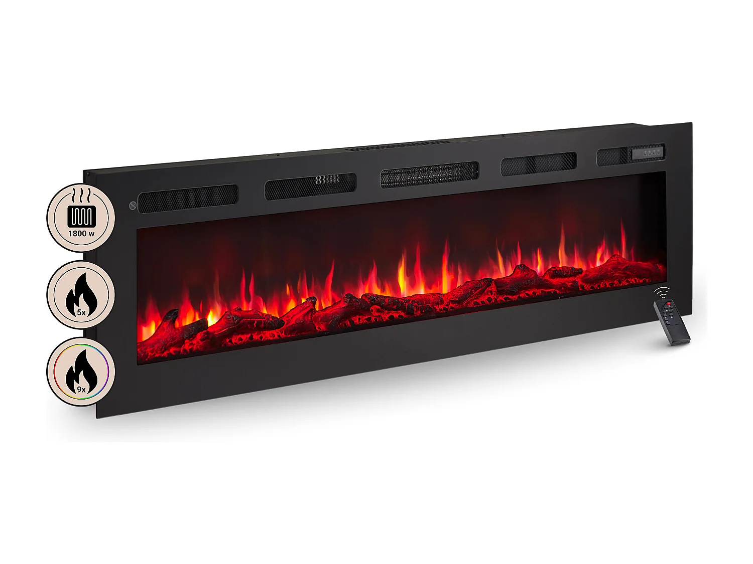 Cheminée électrique BALDERIA Leif 60 - 2 en 1 - noir