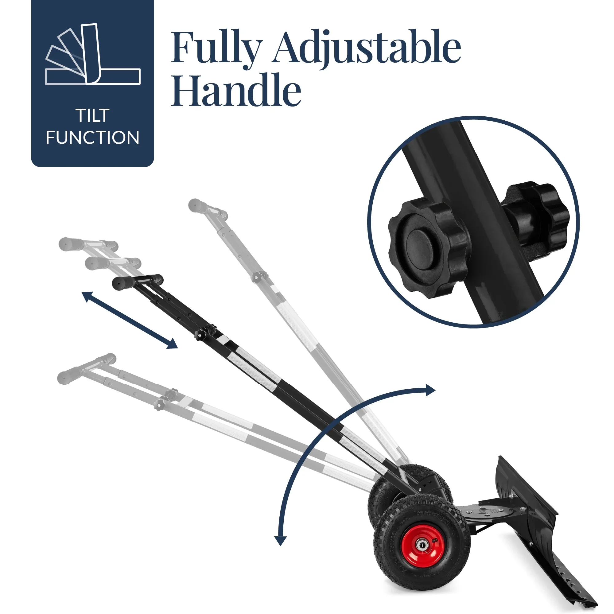 Best Choice Products 36in Galvanized Steel Blade Hand Snow Pusher With 2 Wheels, Adjustable Handle, Black - Image 5 Best Choice Products 36in Galvanized Steel Blade Hand Snow Pusher With 2 Wheels, Adjustable Handle, Black - Image 5