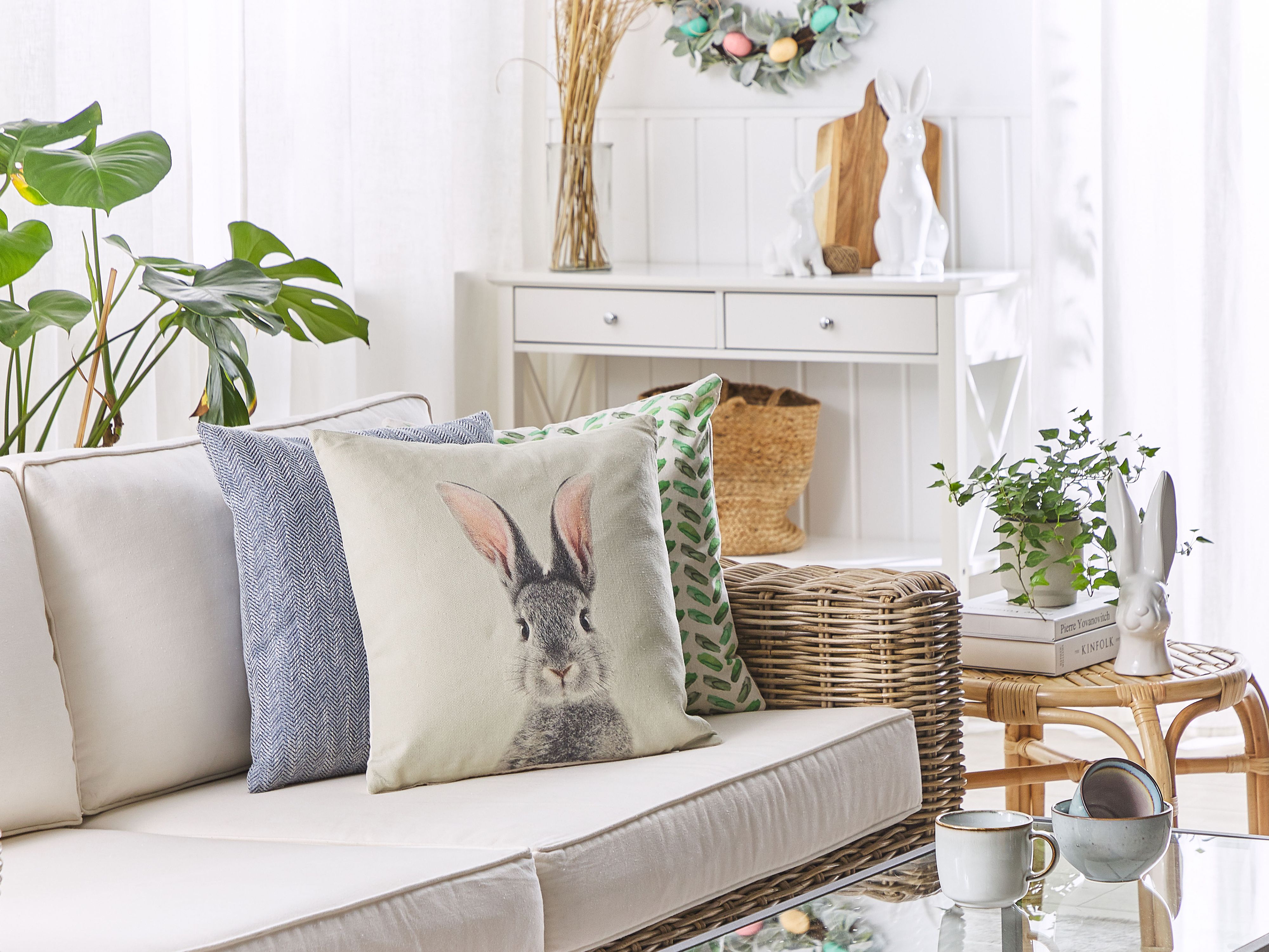 Set of 2 Decorative Cushions QUERCUS 45 x 45 cm Taupe Animal Pattern