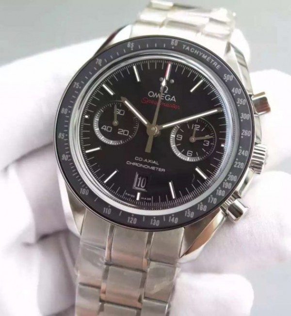 Replica Omega Speedmaster Moonwatch Chrono Dark Side Of The Moon SS Bracelet A9300 - Elite Watch Atelier