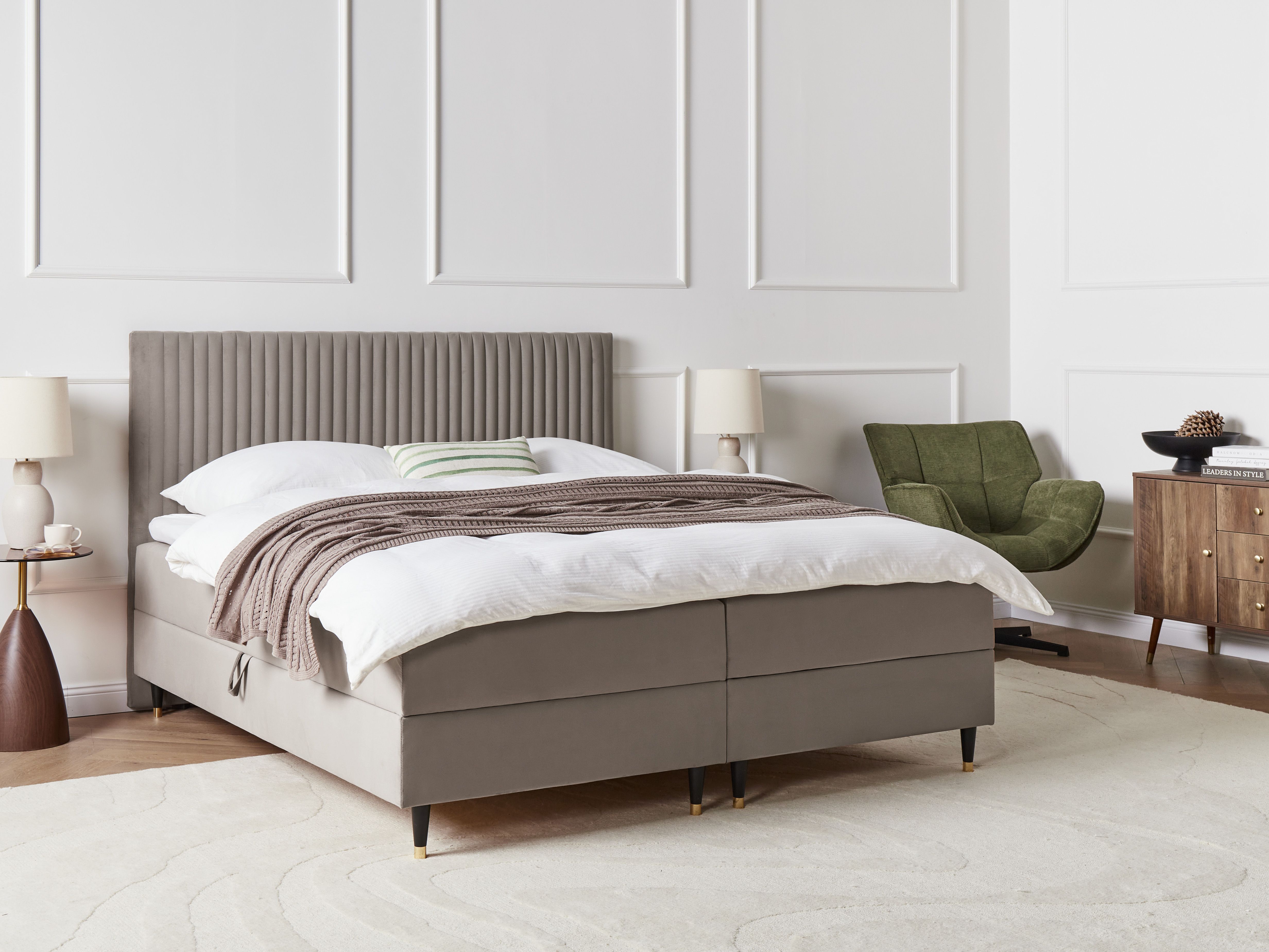 Divan Bed with Storage Velvet DAME 180 x 200 cm (EU Super King) Taupe