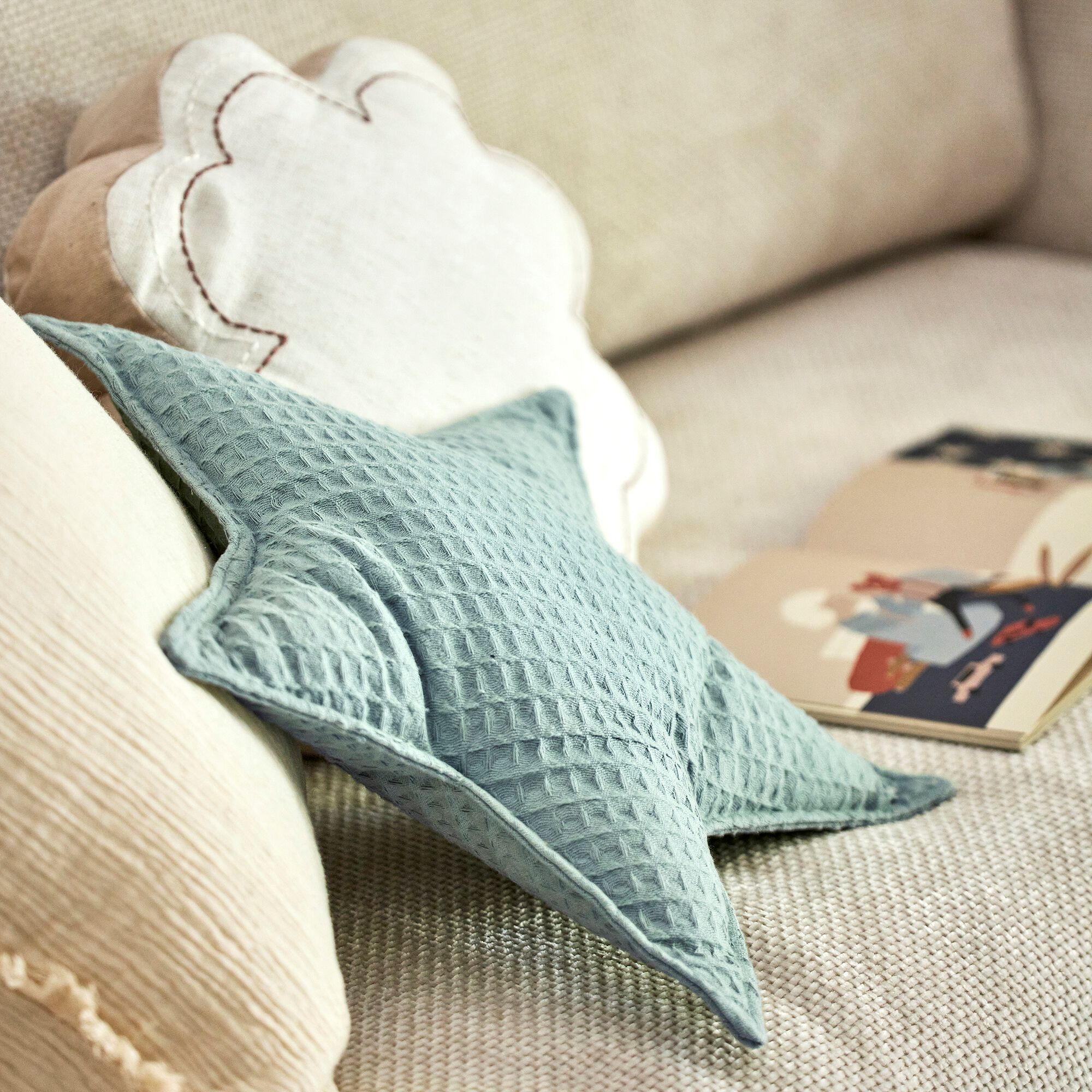 ASTER - Coussin forme étoile 45x45cm - bleu