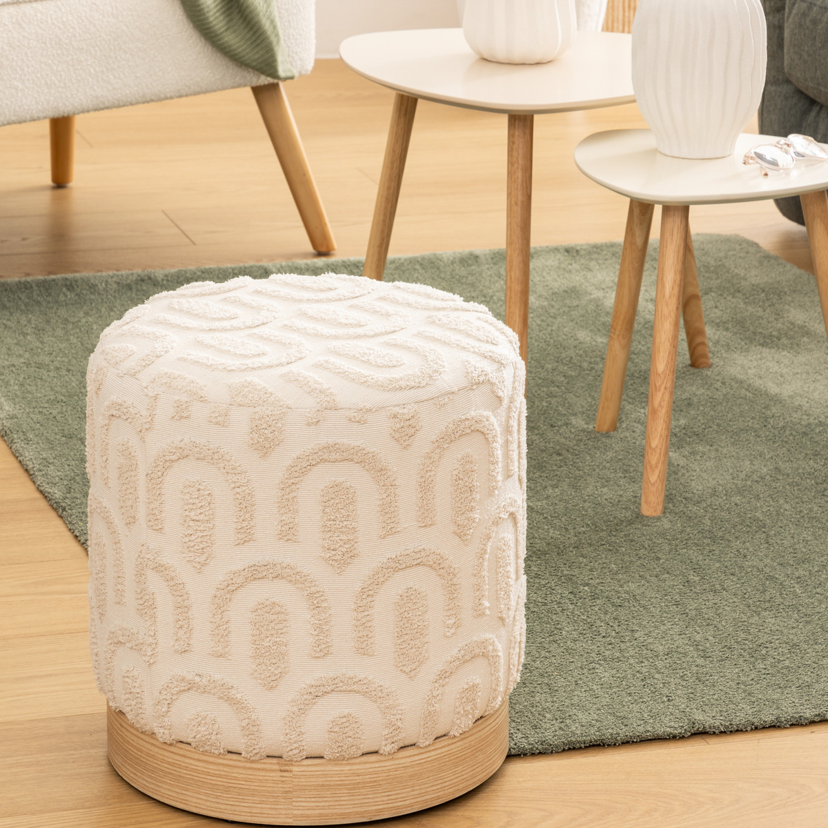 Pouf "Copas" White, D.38x38 cm