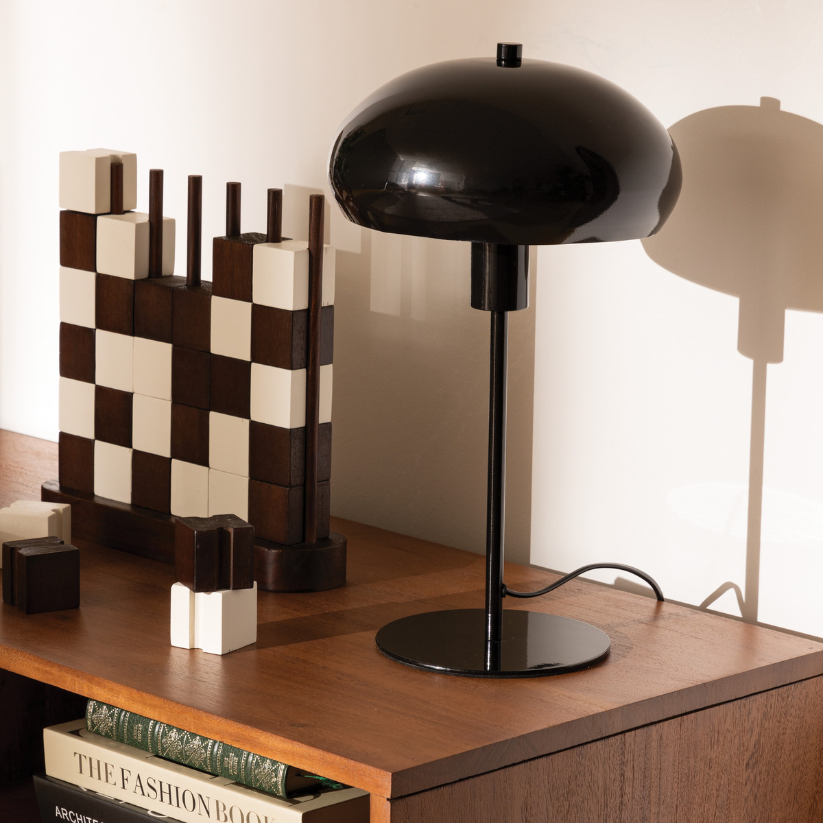 Mushroom-shaped desk lamp "Savio" Black, H. 38 cm