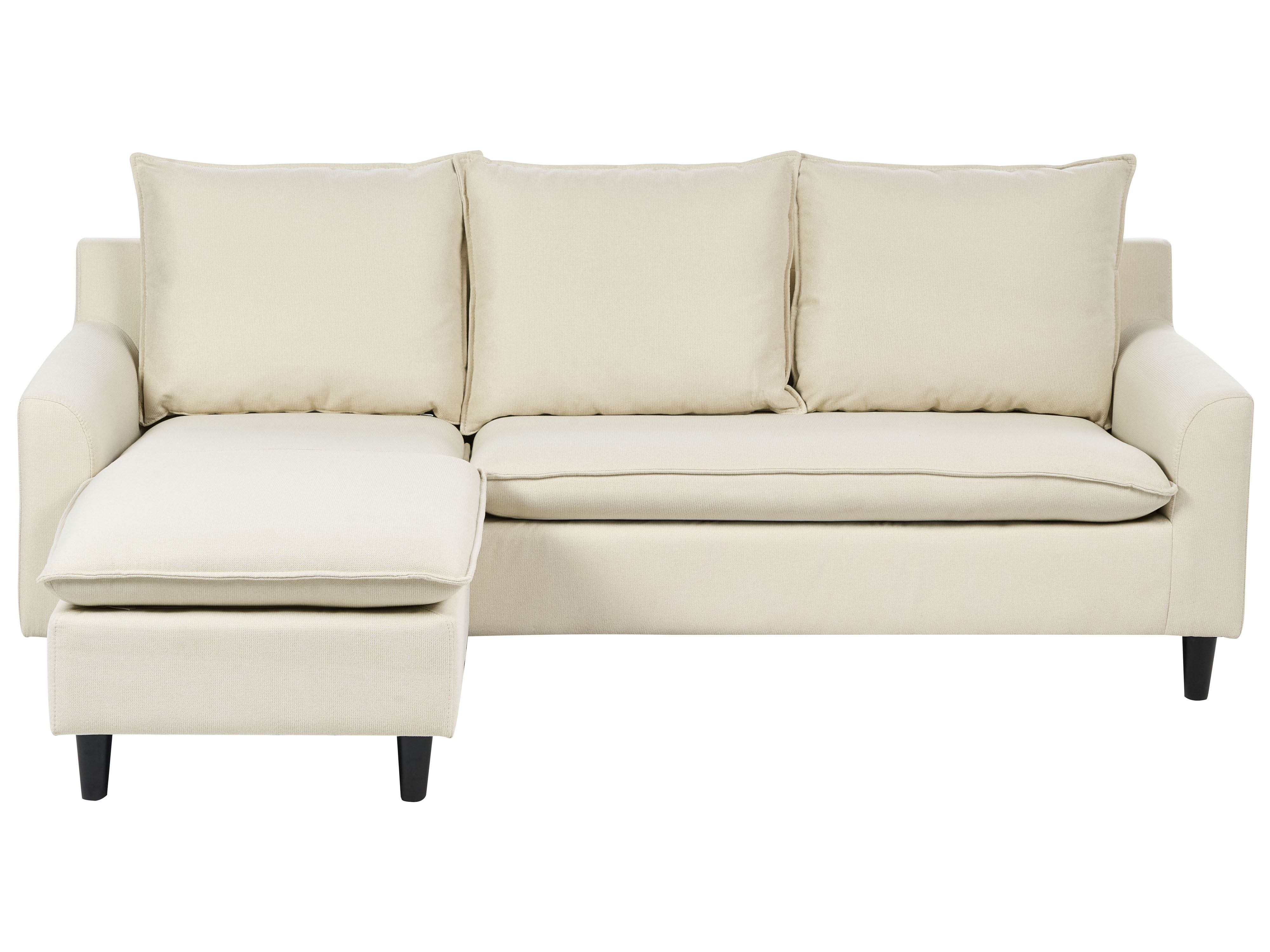 Corner Sofa 3 Seater ELVENES Fabric Light Beige Right Hand
