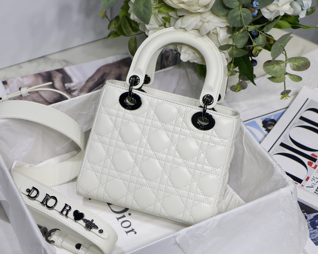 Small Lady Dior My Abcdior Bag Black/Grey/White For Women 8in/20cm1:1High-quality replica