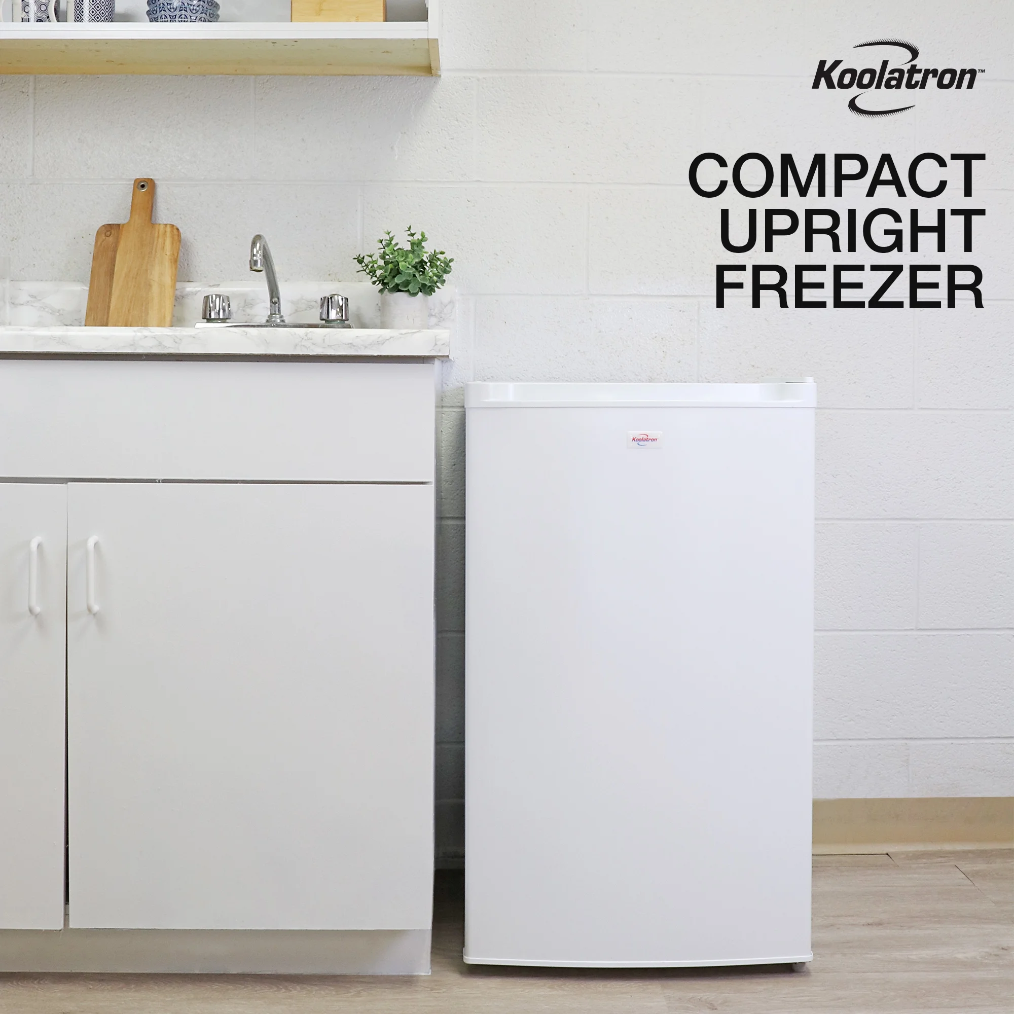 Koolatron 3.1 cu ft Upright Freezer, 88L Mini Freezer, White, Manual Defrost, Compact Design