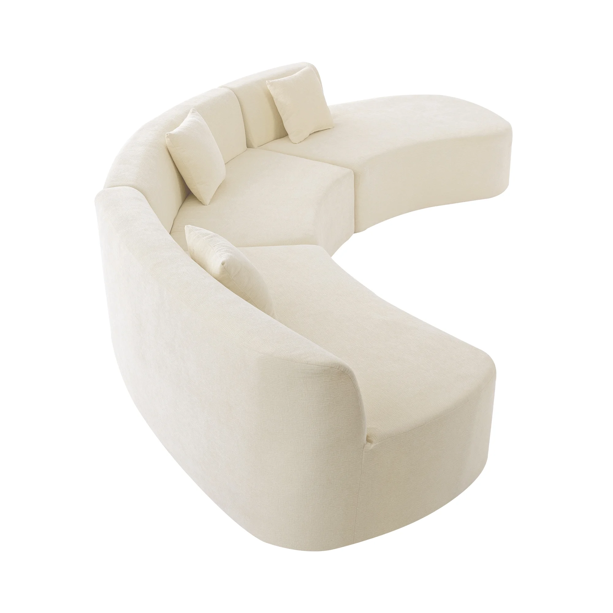 Harper & Bright Designs Modern Curved Floor Sofa Set, Modular Sectional Sponge Couch for Living Room, 2 PC Free Combination No Assembly Foam-Filled Sofa, Beige - Image 42