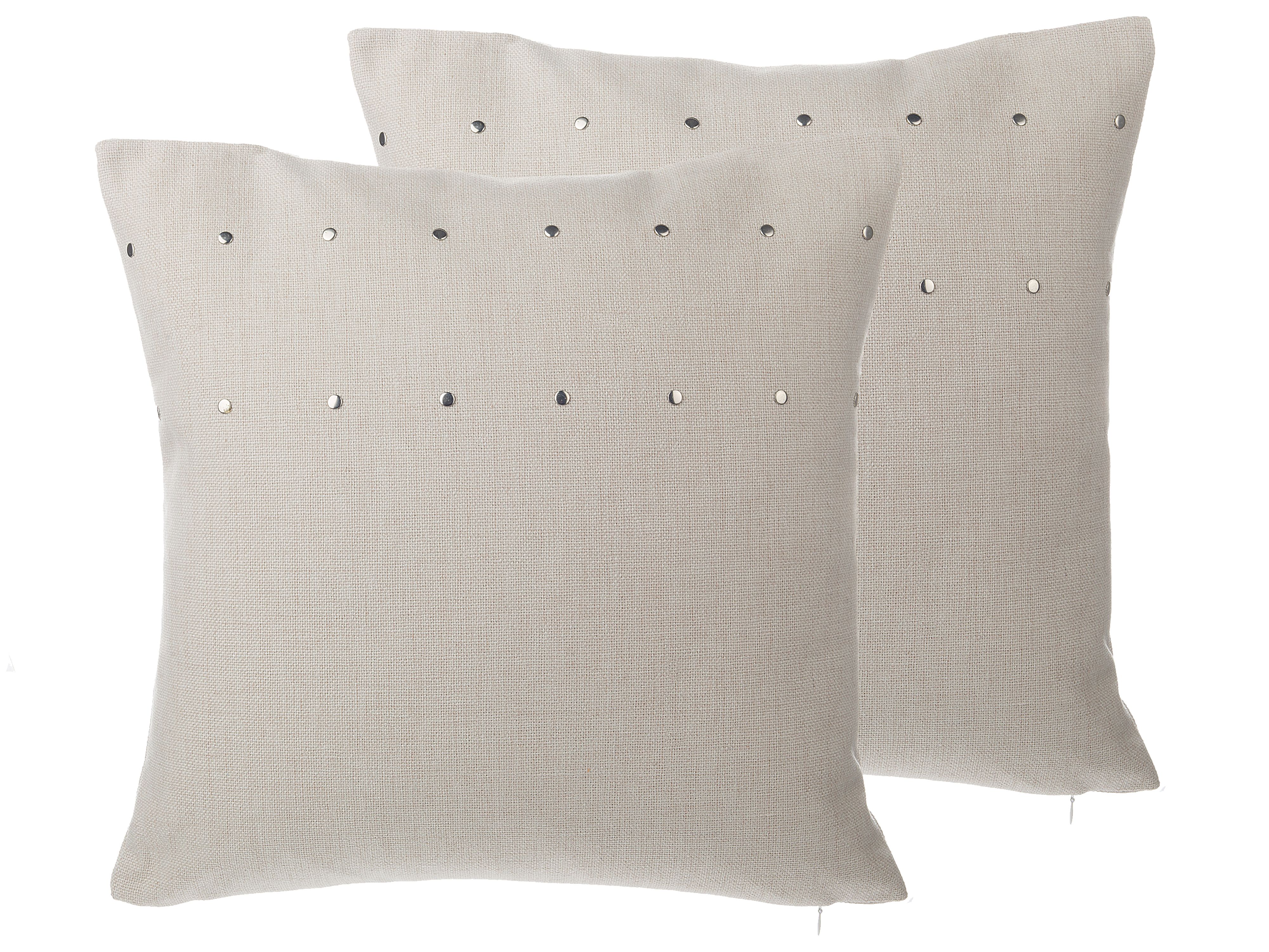 Set of 2 Decorative Cushions GAURA 45 x 45 cm Light Beige Solid