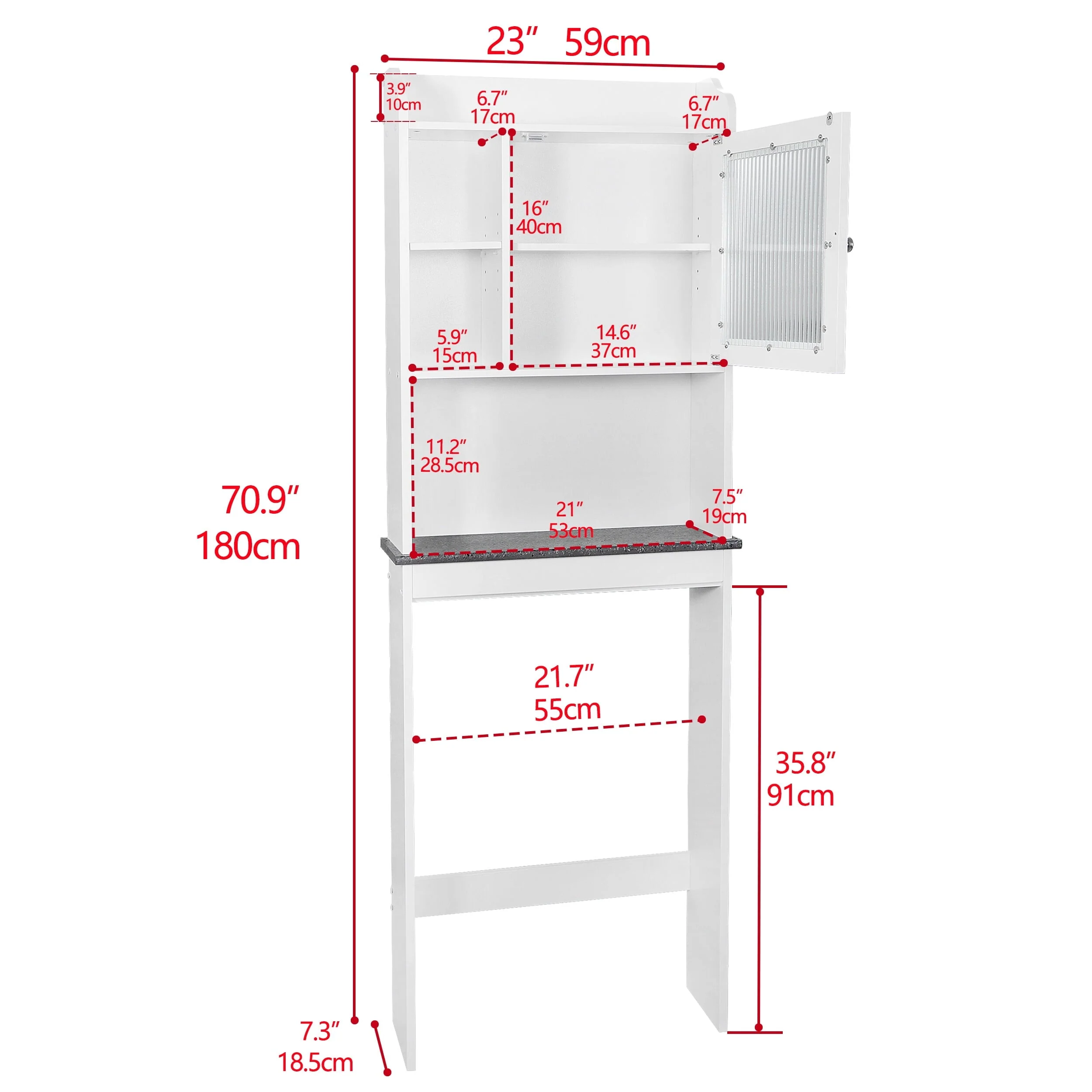 ZenSports Over The Toilet Storage Cabinet Organizer Bathroom Space Saver W/ Adjustable Shelves, White